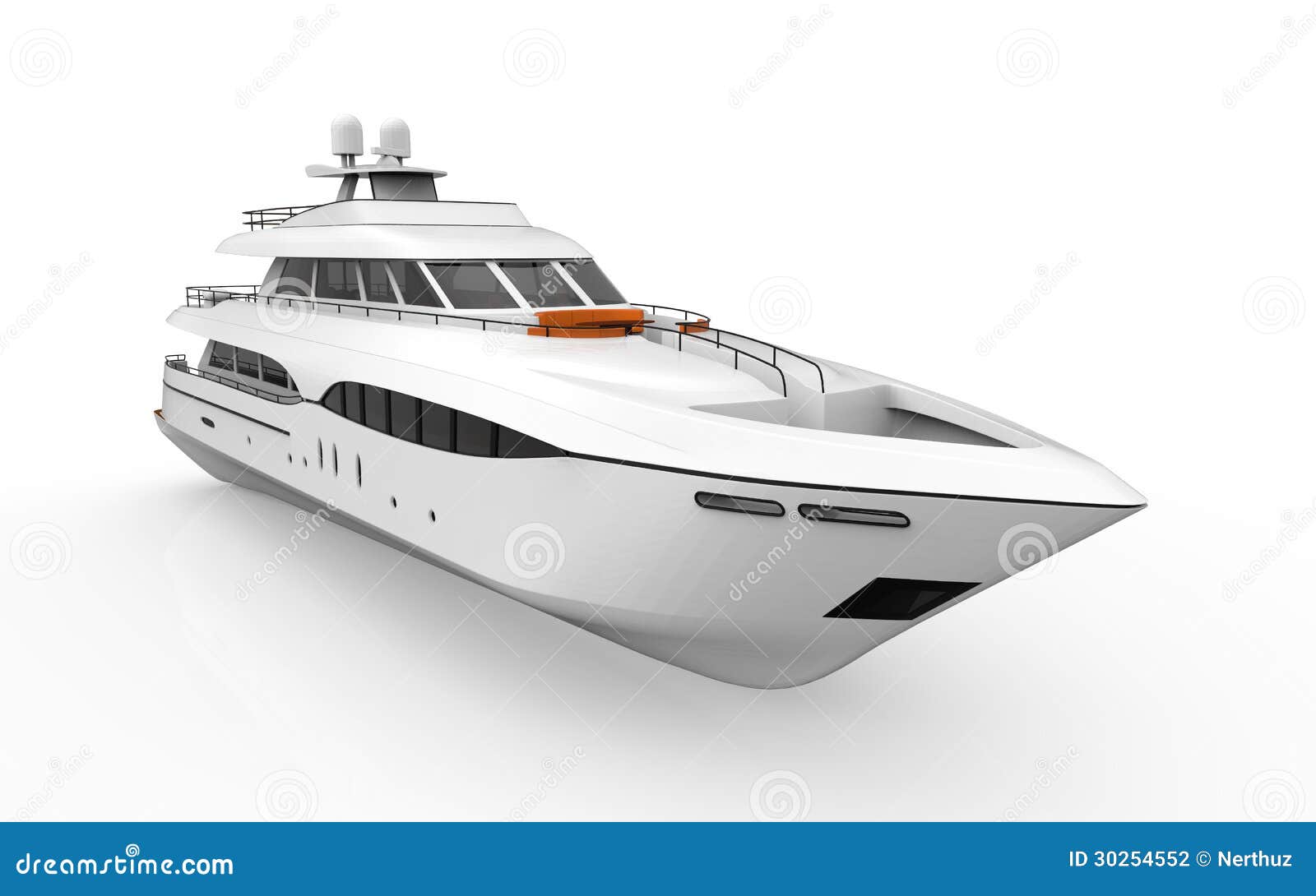 white pleasure yacht  on white background