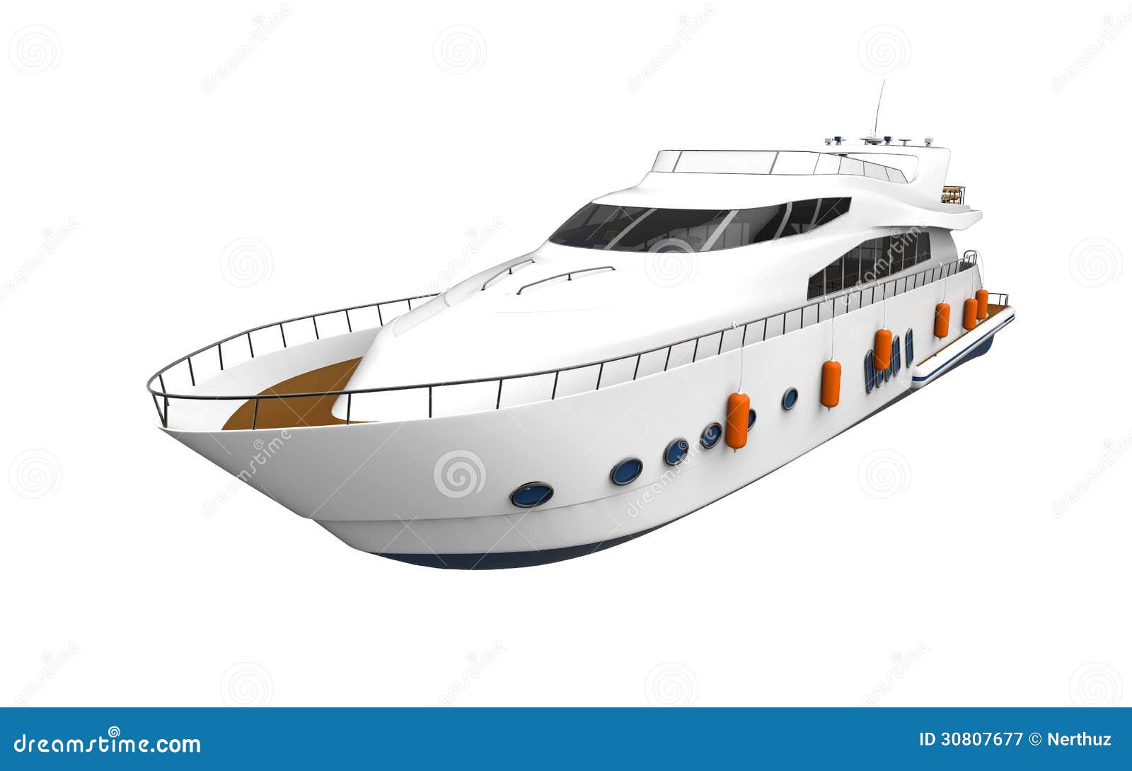 white pleasure yacht  on white background