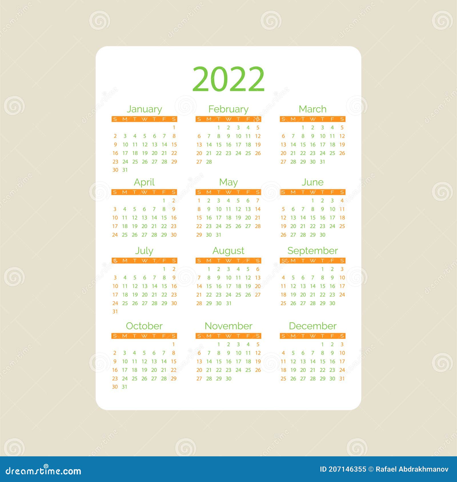 White Pocket Vector Calendar 2022 Year Minimal Business Simple Clean