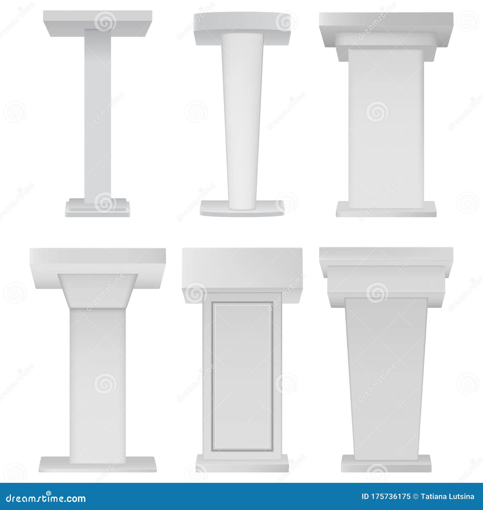 white podium tribune rostrum stands on white background. blank podium tribune debate or stage stand empty template