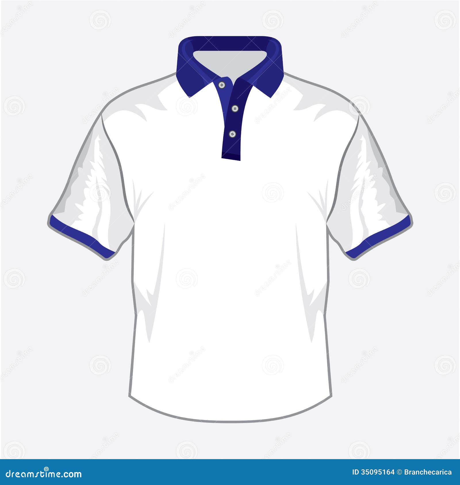 White Polo Shirt Design with Dark Blue Collar Stock Vector ...