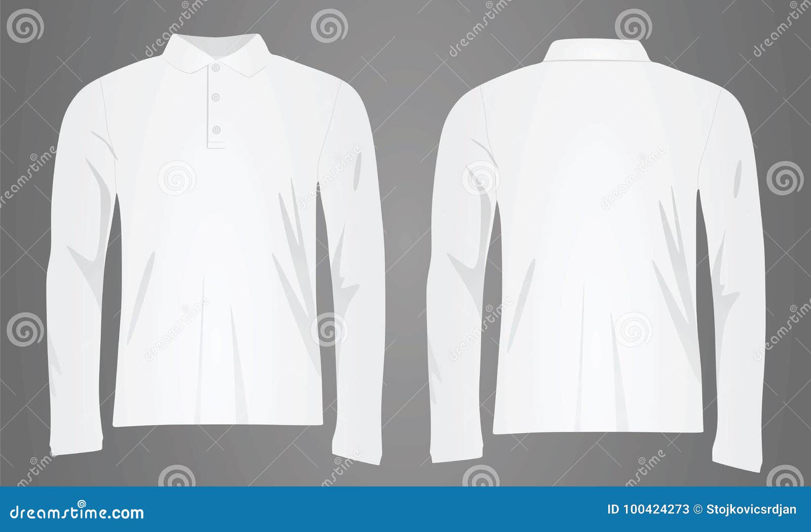 White Polo Shirt Long Sleeve Stock Vector - Illustration of clothing ...