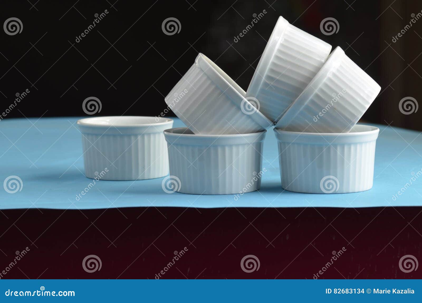 White Porcelain Ramekin Mini Baking Dishes Stock Photo Image of closeup, dishes 82683134