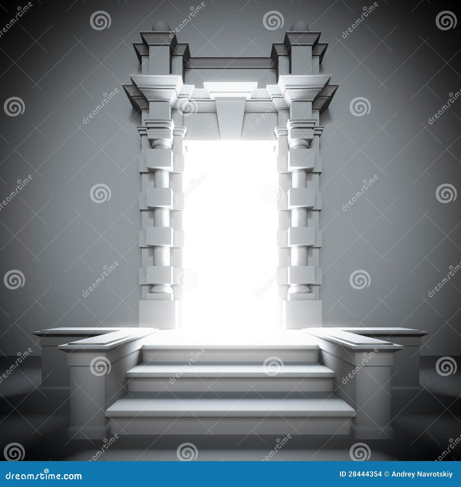 White Portal To Future With Bright Light. Stock Illustration - Image