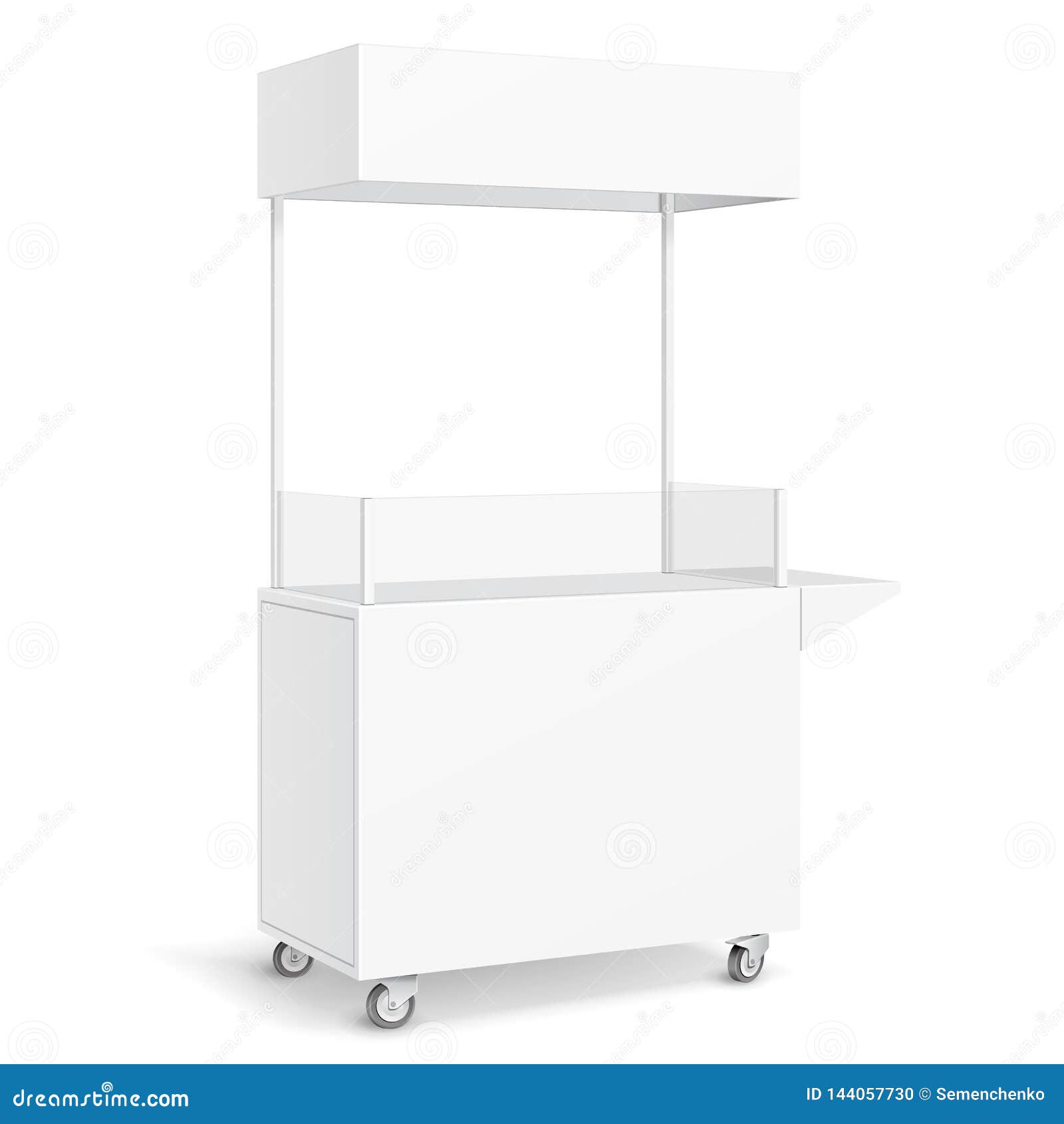 Download Mockup Mock Up White Pos Poi Blank Empty Retail Stand Stall Mobile Bar Display Canopy Banner Fast Food Isolated Stock Illustration Illustration Of Empty Mobile 144057730