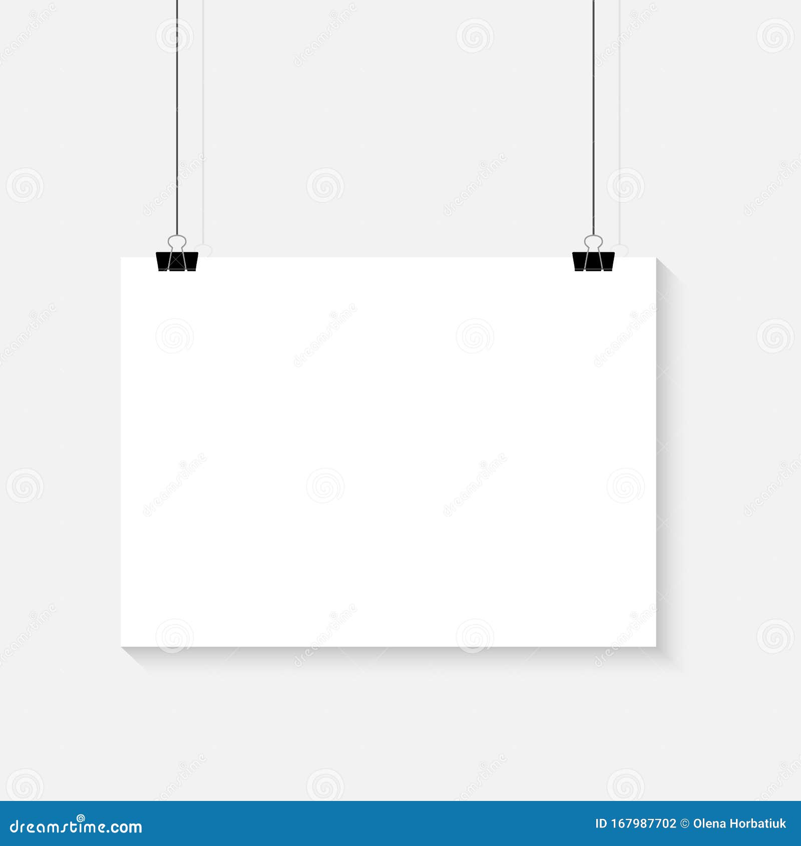 White Posters Hanging On Binder Poster Mockup Vector Mock Up Blank Paper  Hanging On Office Clip Paper Gallery Set On White Background Vertical And  Horizontal Template Sheet Stock Illustration - Download Image