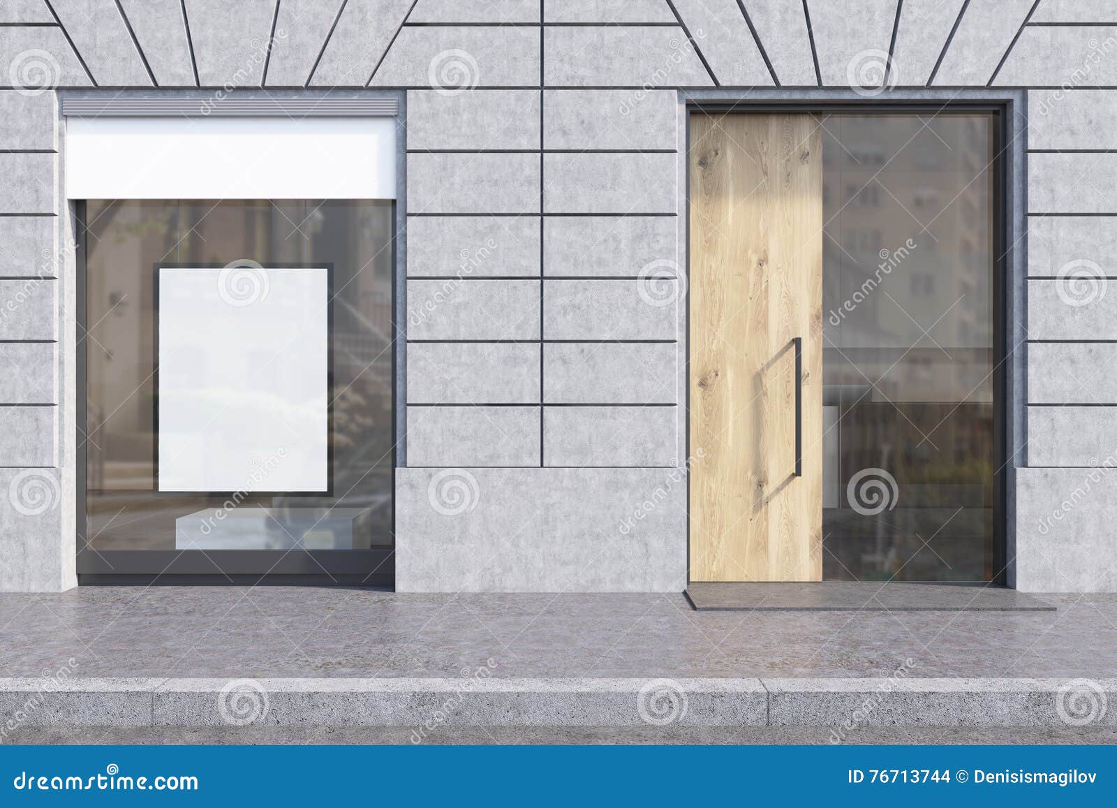Download White Poster In Shop Window Stock Illustration - Illustration of copy, frame: 76713744