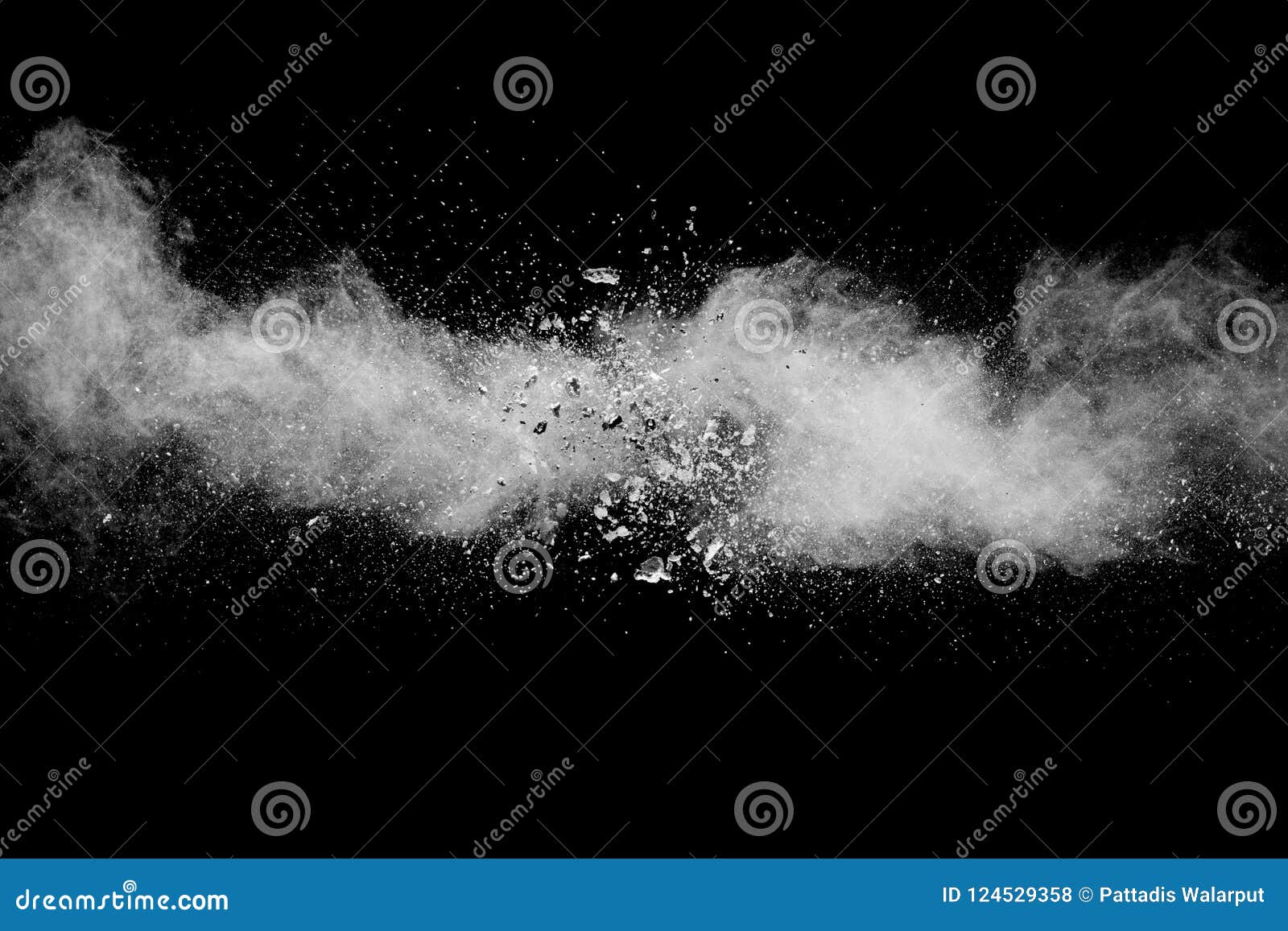 white powder explosion against dark background.