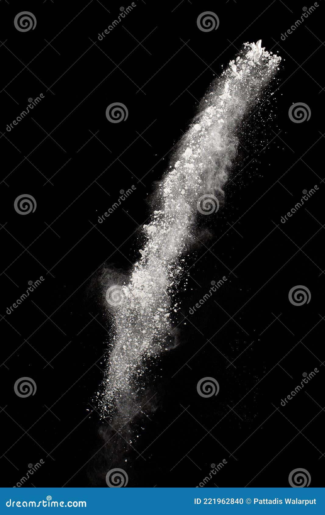 white dust particles splashing. freez motion of talcum powder burst in dark background