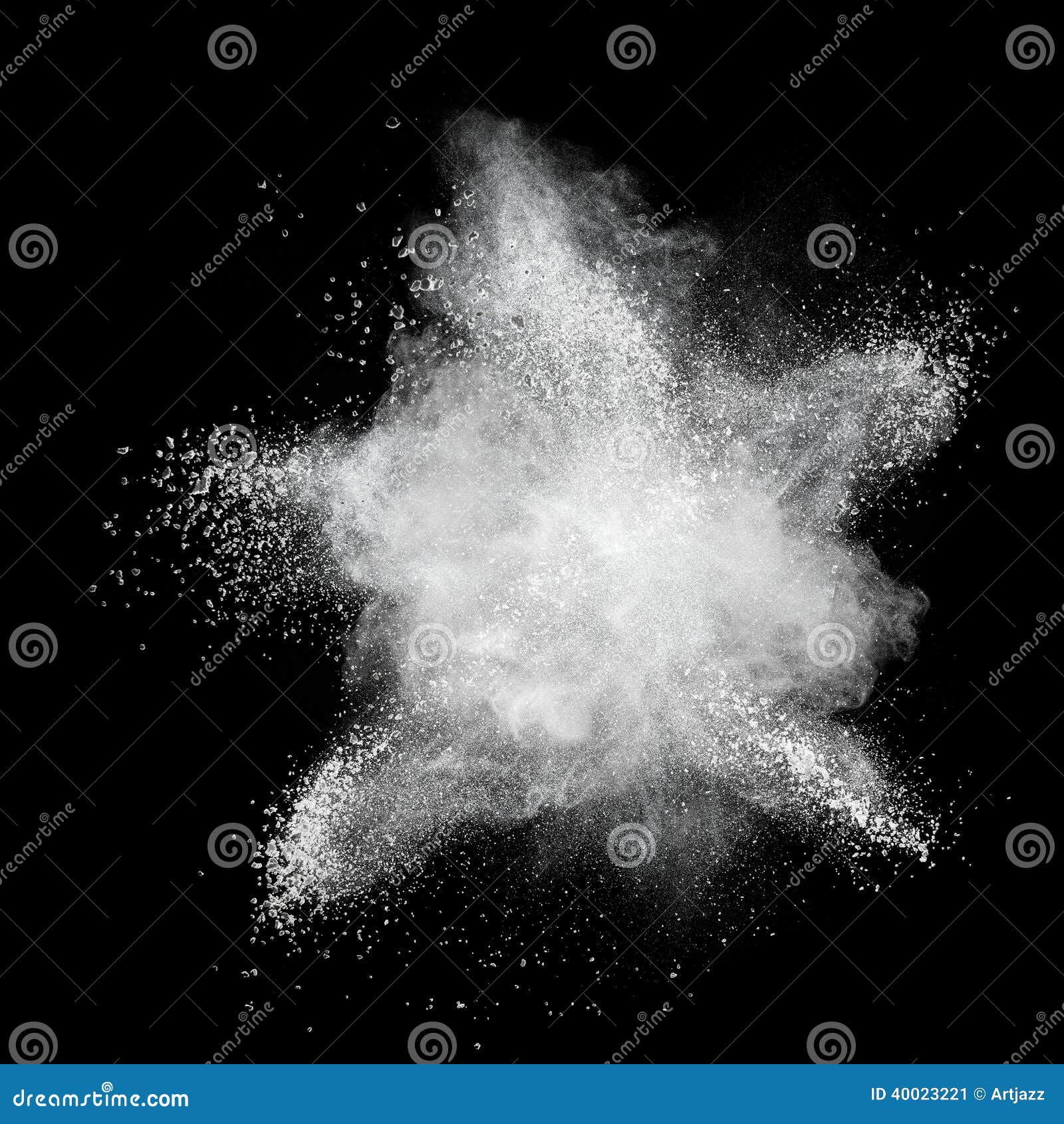 White Powder Explosion Isolated on Black Stock Image Image of