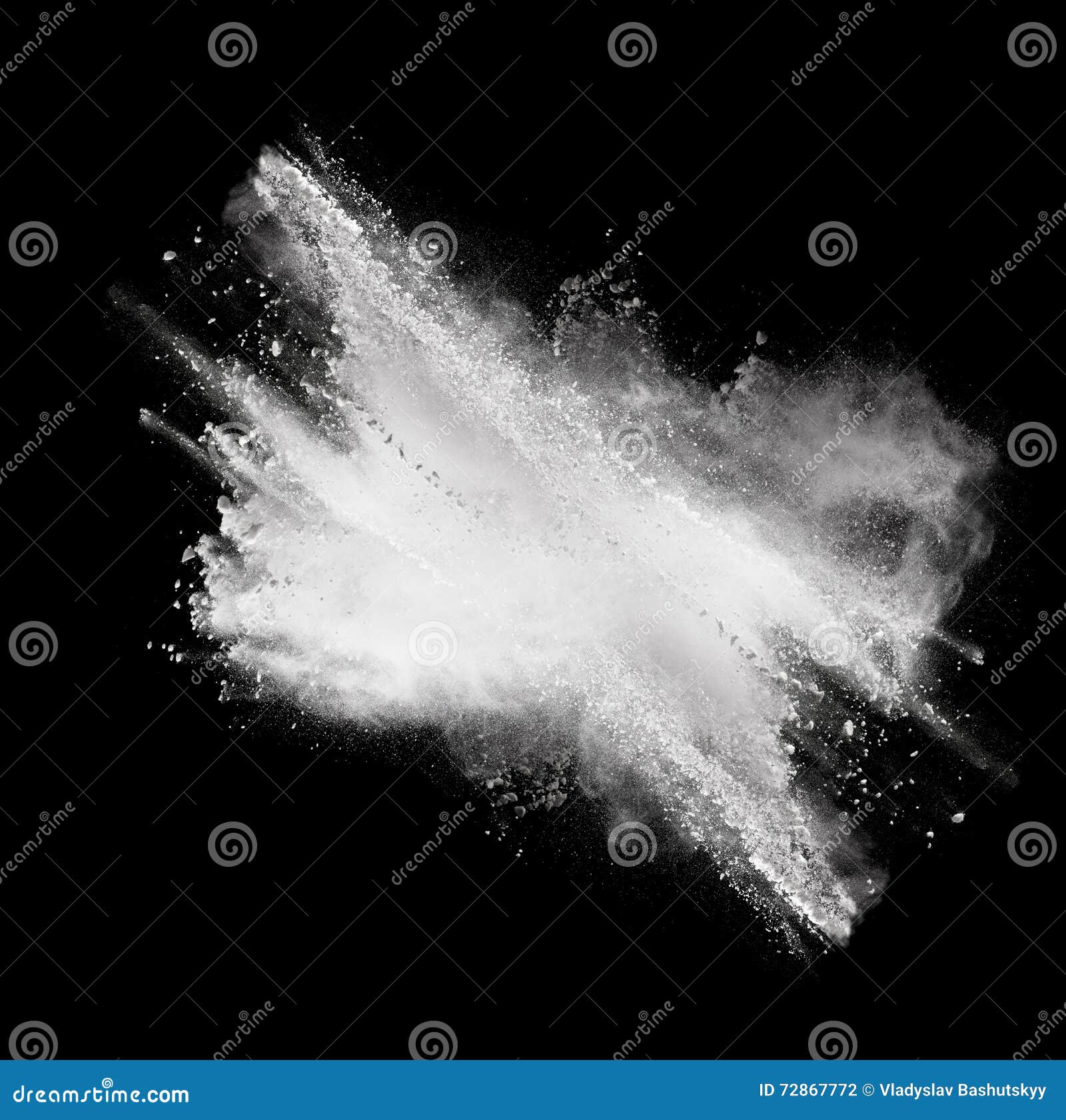 White Powder Explosion Isolated on Black Background Stock Photo Image