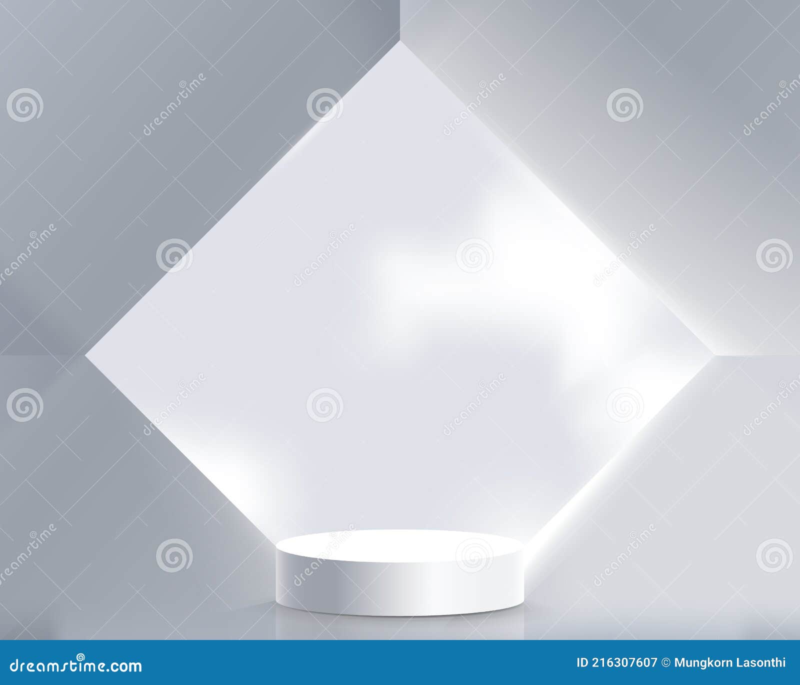 white product display mock up with geometric abstract architecture interior. 3d podium.  