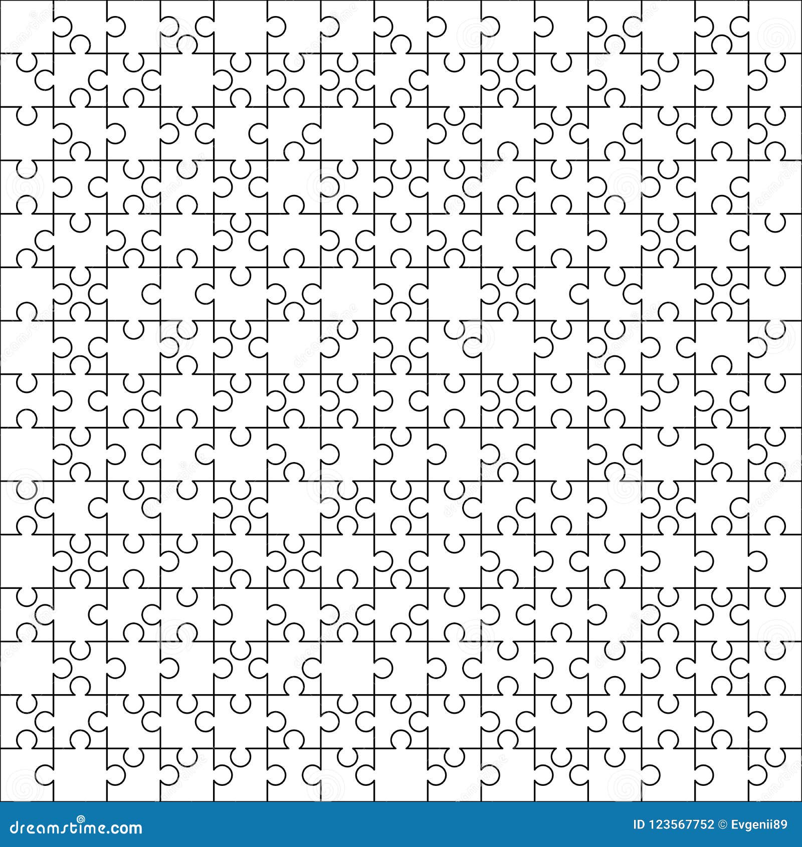 Jigsaw Puzzle Blank Template Cutting Guidelines Stock Vector