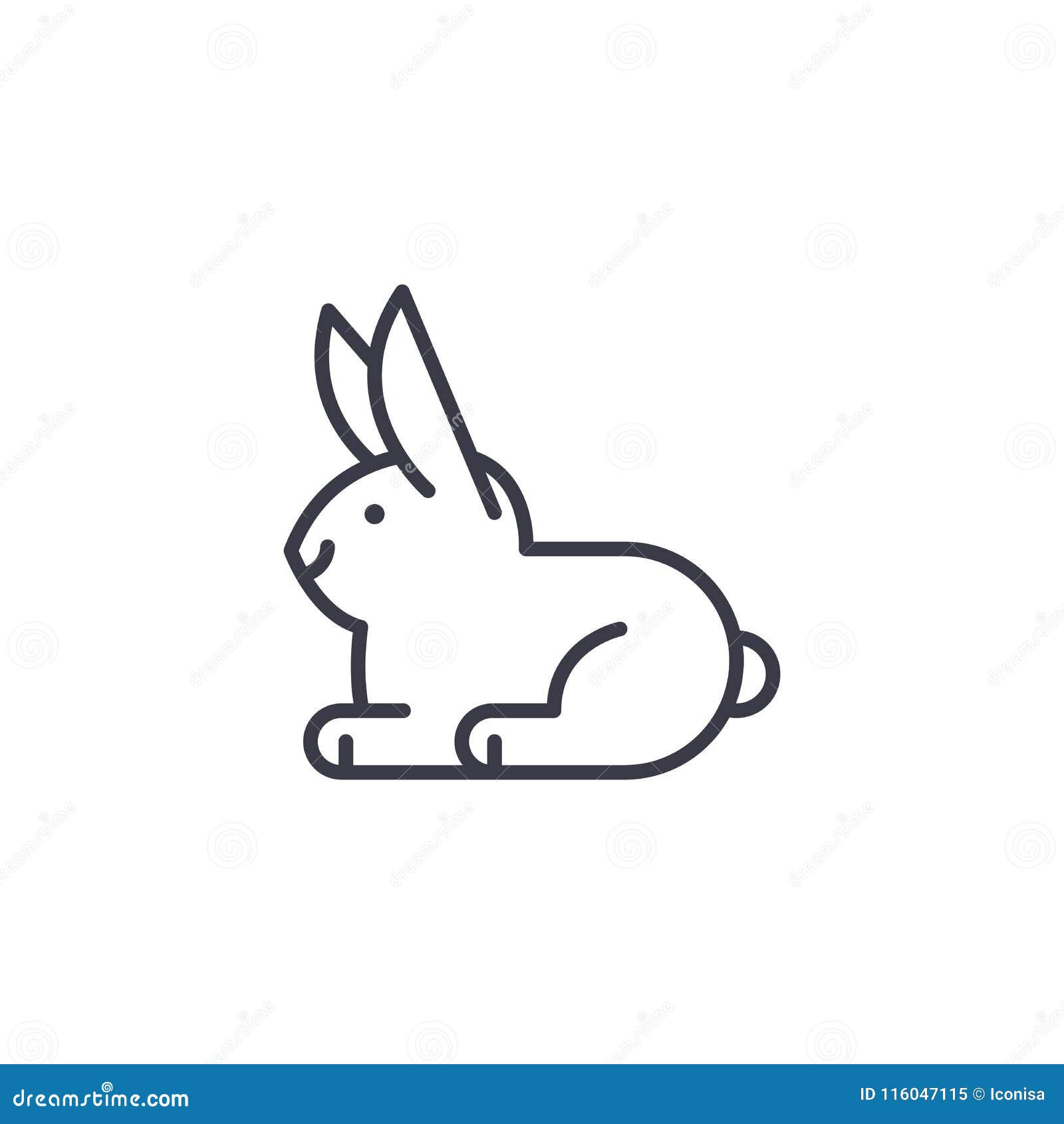 White Rabbit Vector Line Icon, Sign, Illustration on Background