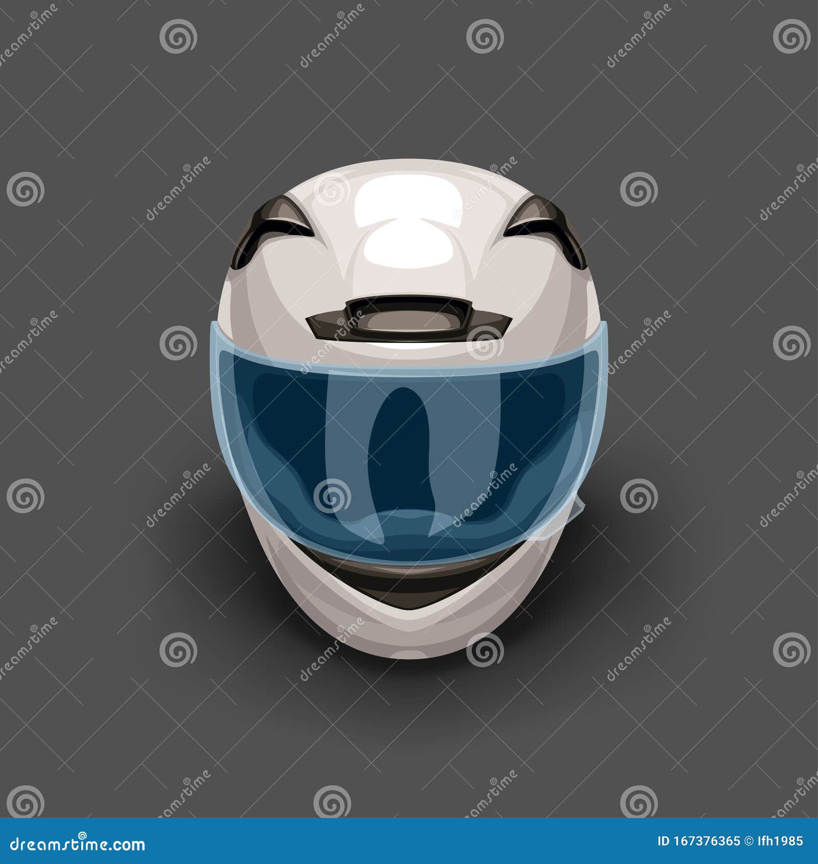 White Racing Helmet on Dark Grey Stock Vector Illustration of