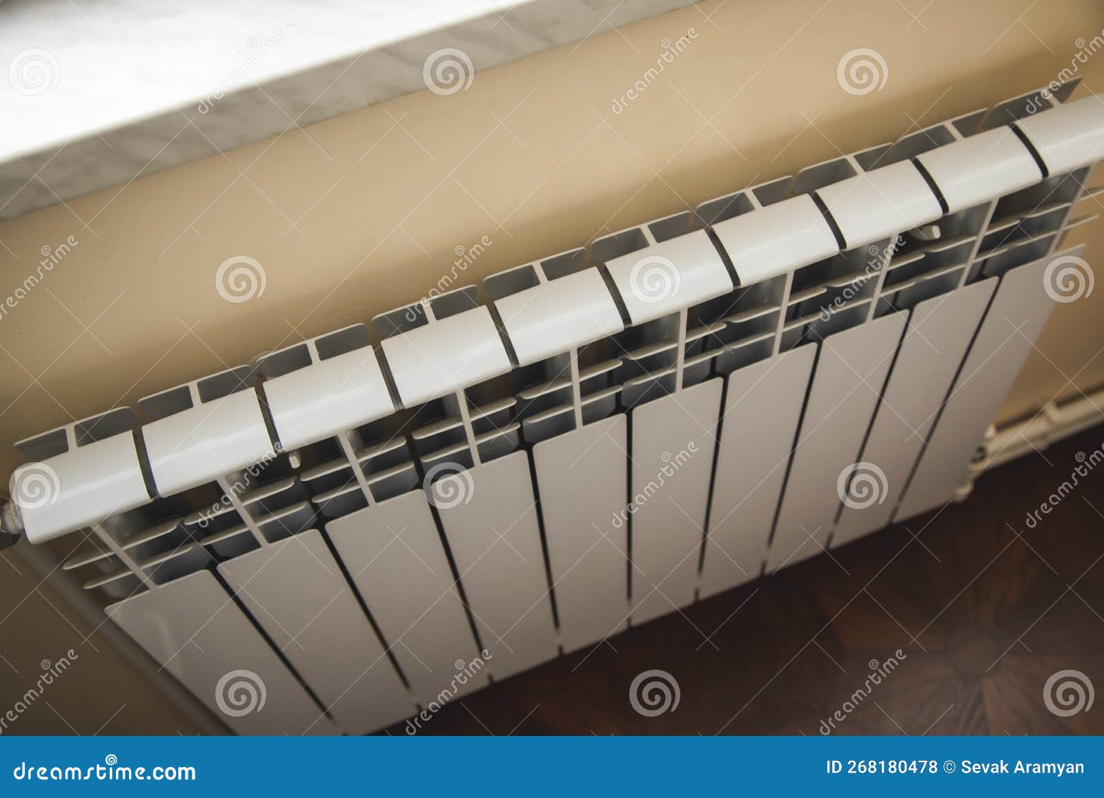 White Radiator in an Apartment Stock Photo Image of wall, household