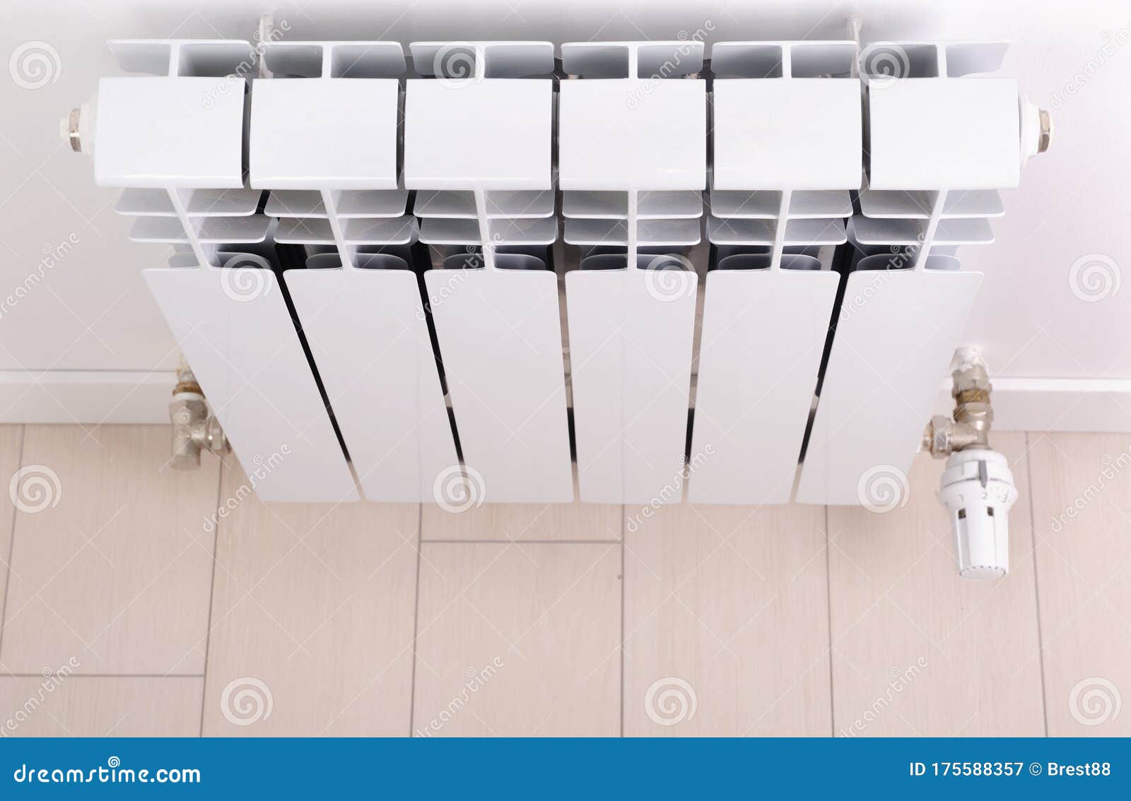 White Radiator in an Apartment. Radiator Stock Image Image of