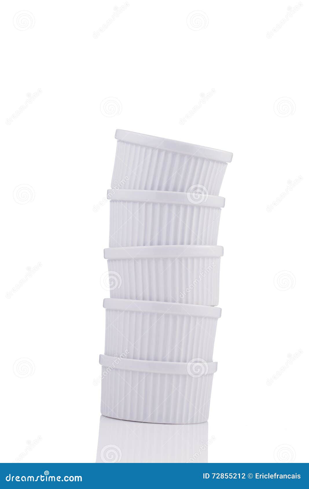 white ramekin dishes unstable stack  on white