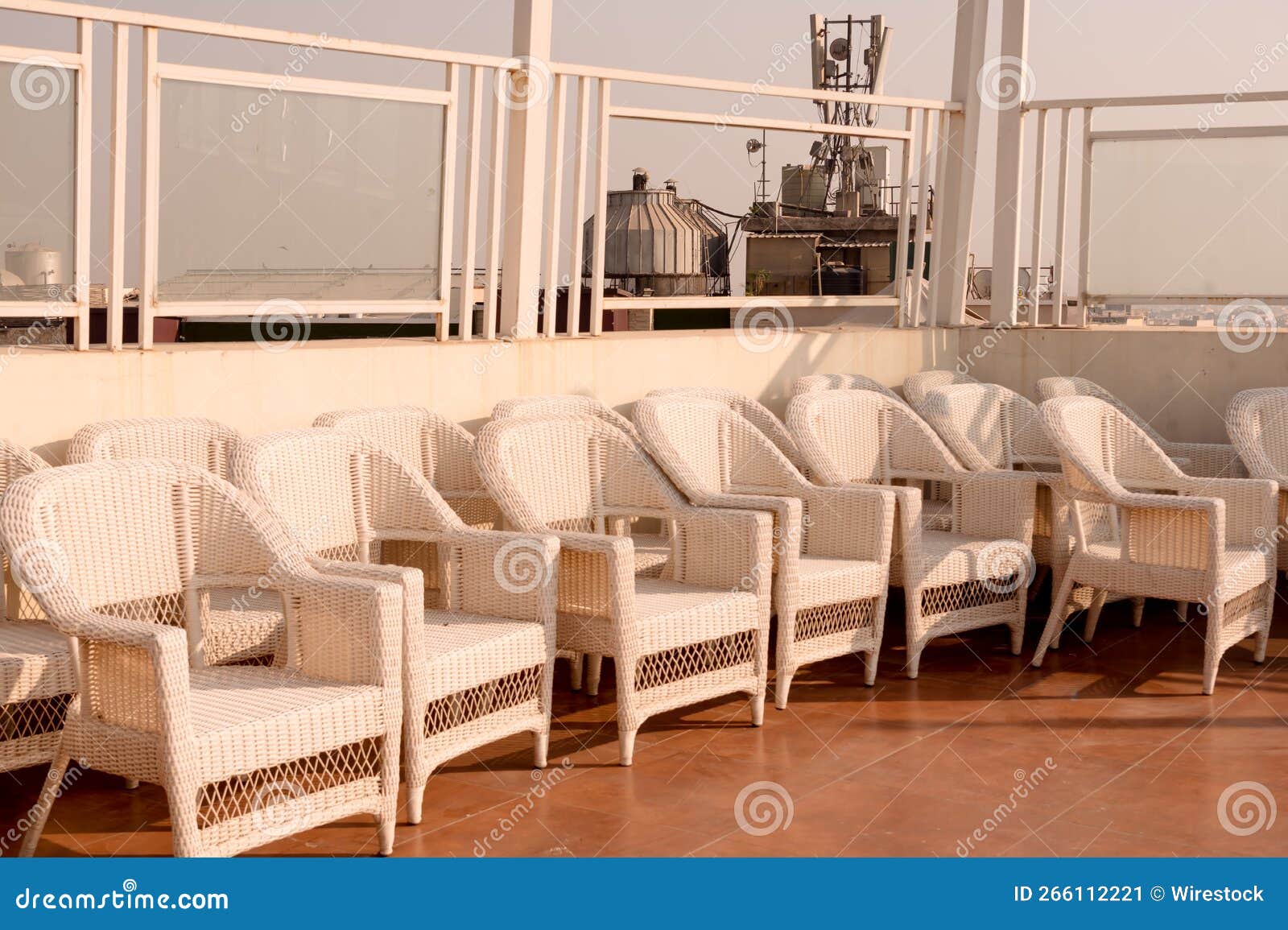 White Rattan Sofa on the House S Rooftop Stock Image Image of home, style 266112221