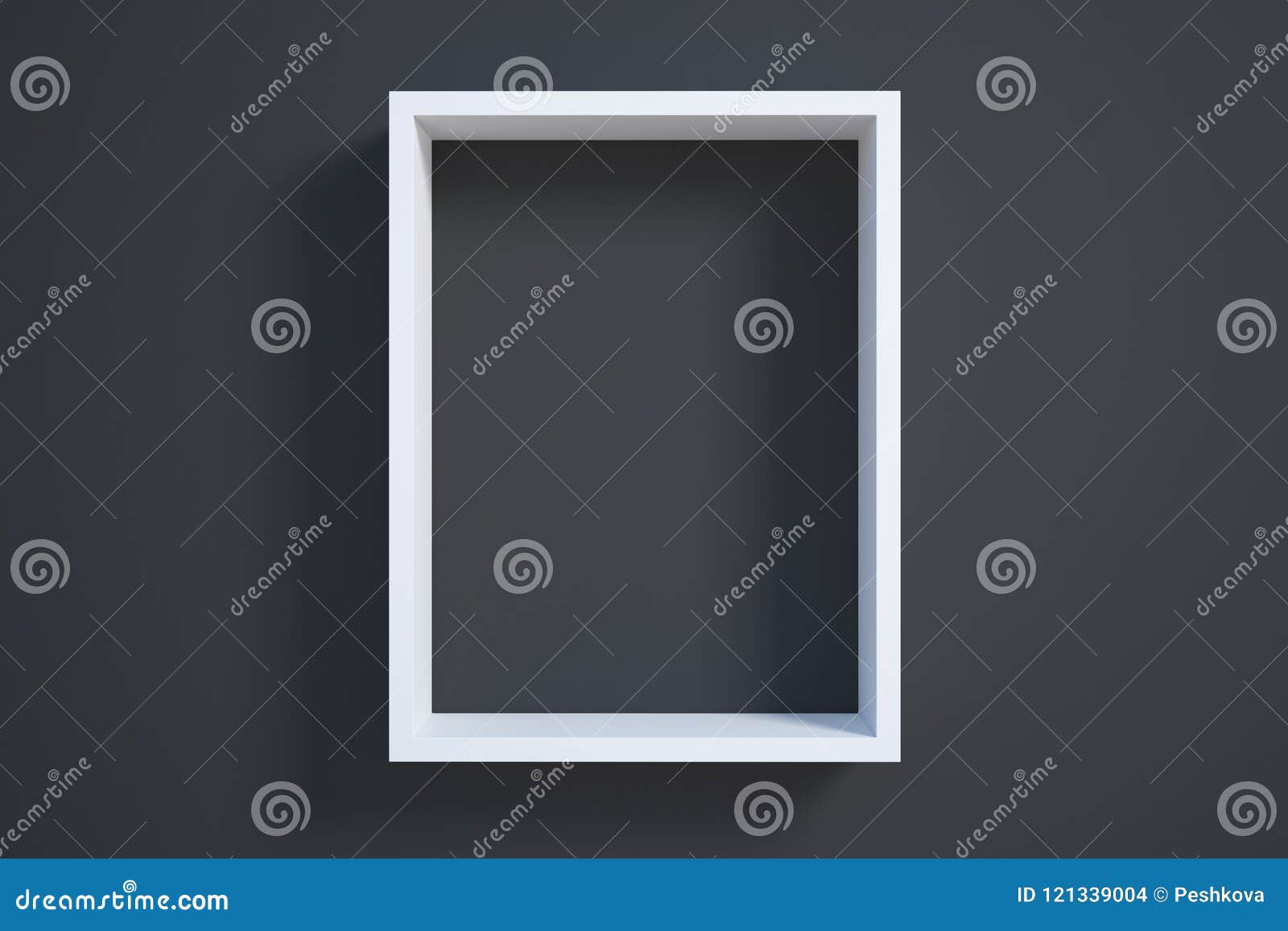 White Picture Frame on Black Wall Stock Illustration Illustration of
