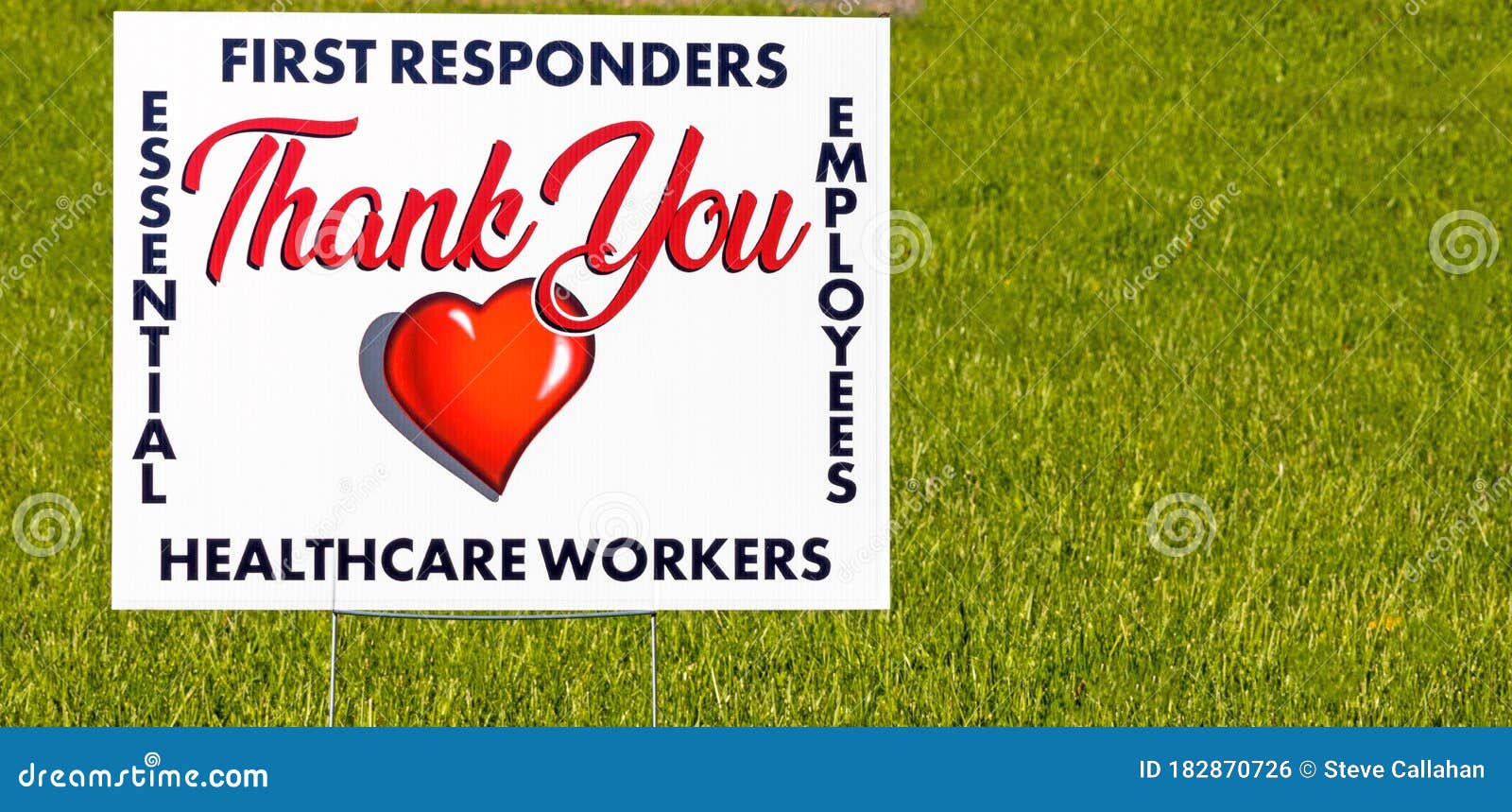 sign with red heart thanking first responders