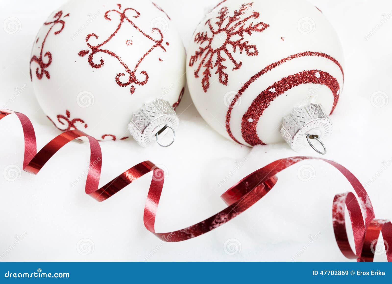 White and Red Christmas Balls Isolated Stock Image Image of ball