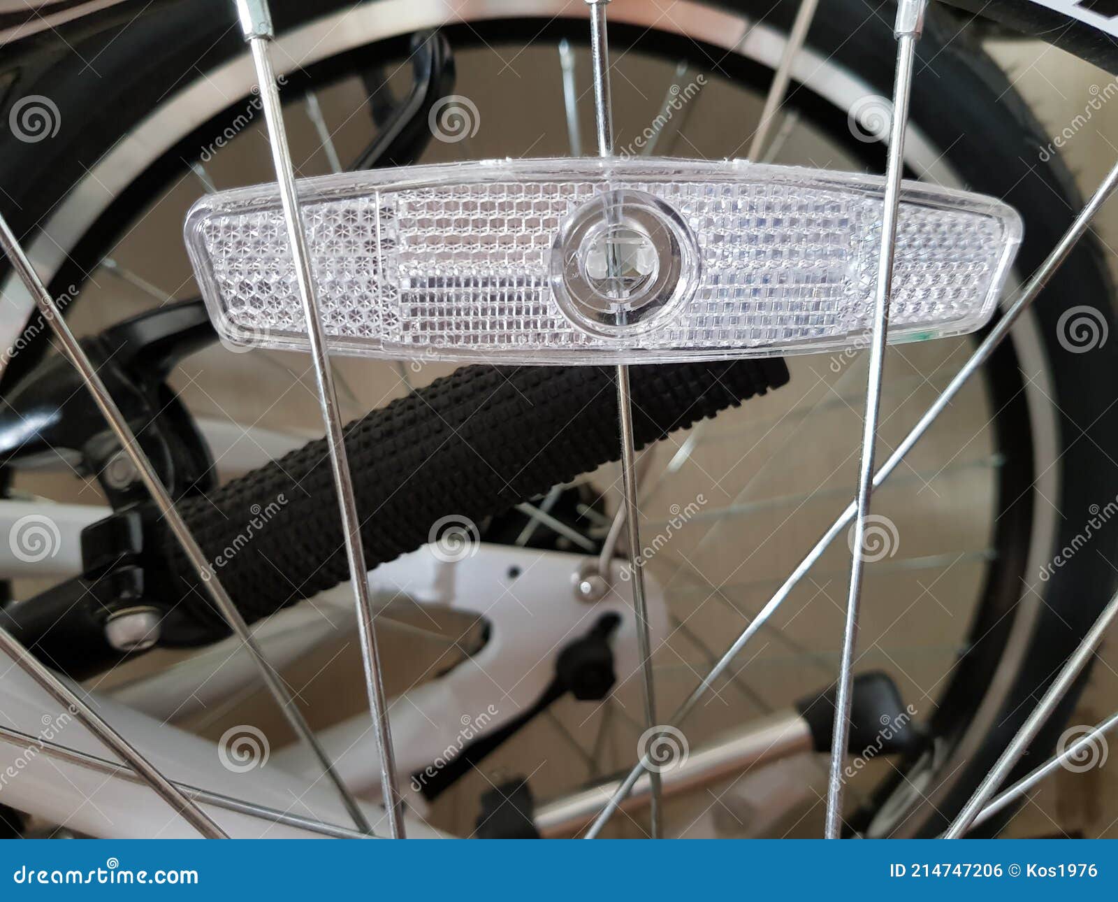 Reflectors in the Spokes of a Bicycle Wheel Stock Photo Image of