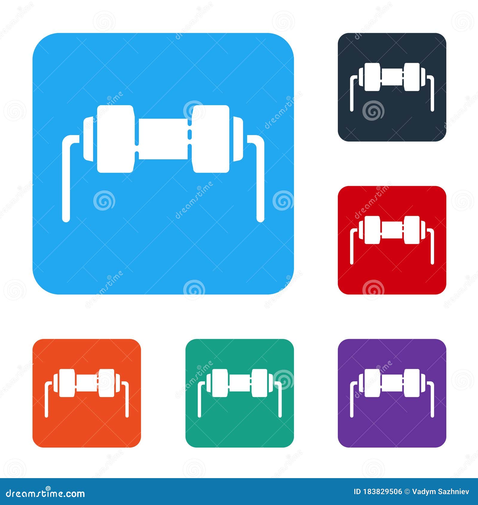 white resistor electricity icon  on white background. set icons in color square buttons. 