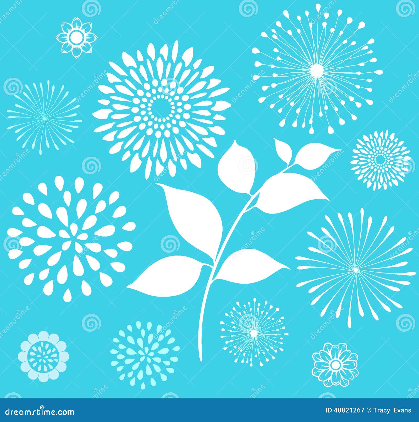 themes vintage floral tumblr Clipart Stock Floral Background White On Blue Retro