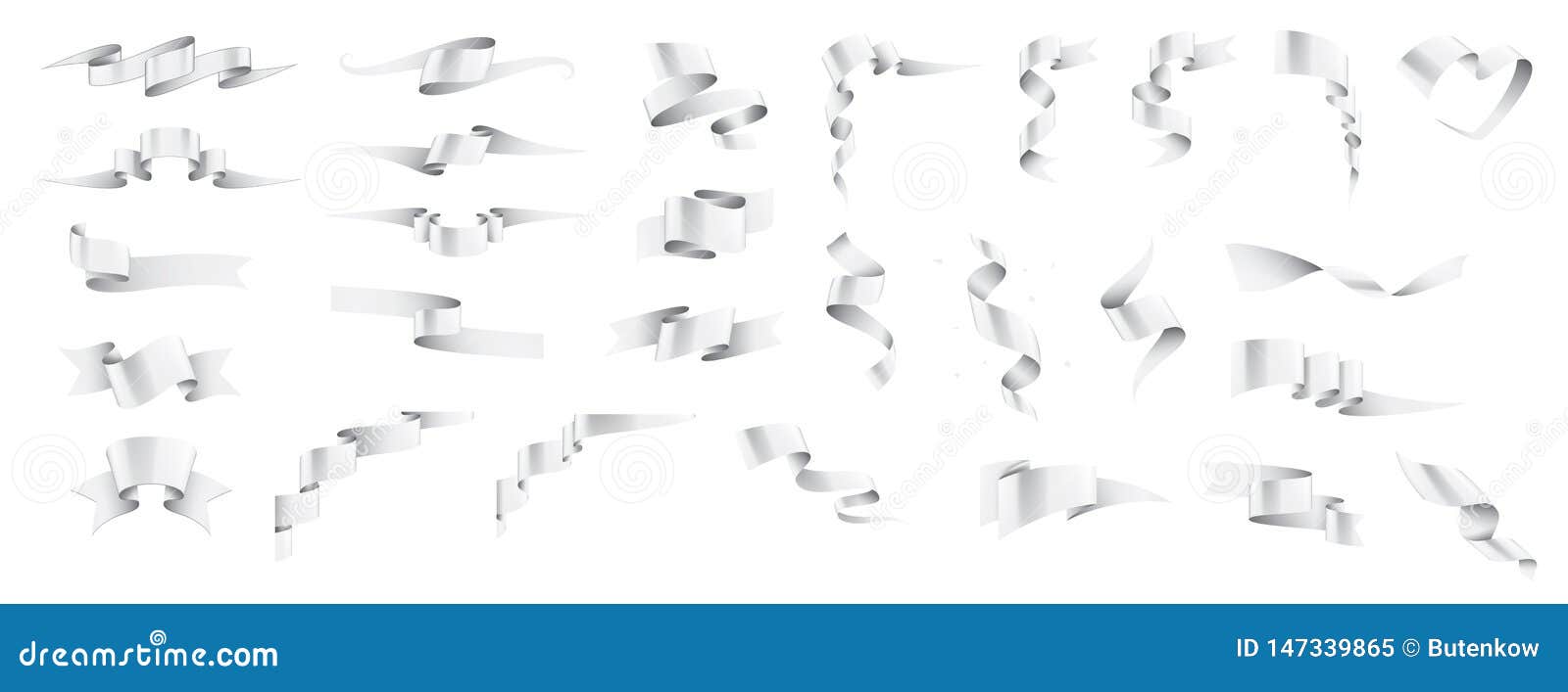 White Ribbon on White Background. Vector Illustration Stock Vector