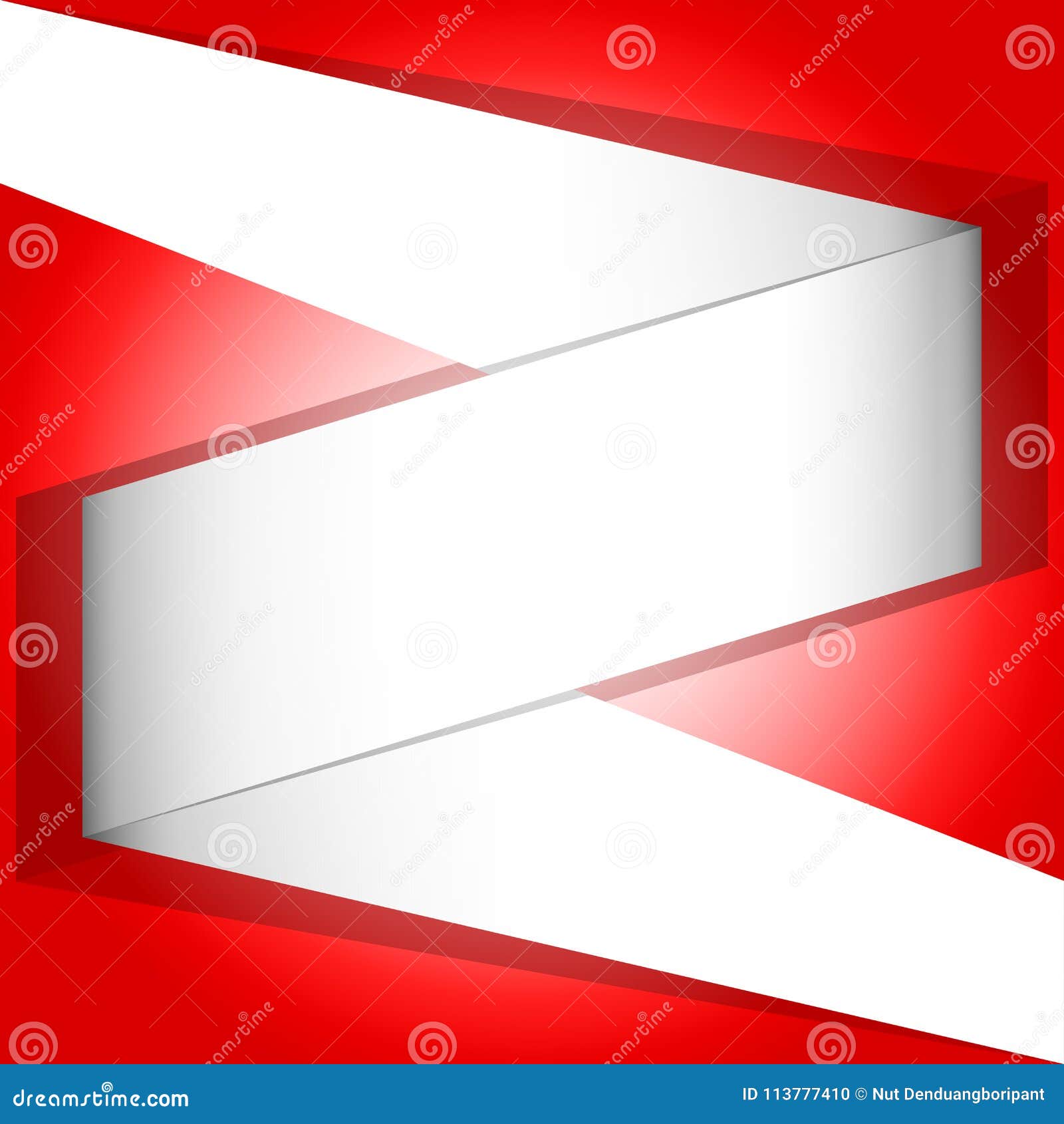 White Ribbon Banner on Red Background Stock Vector - Illustration of