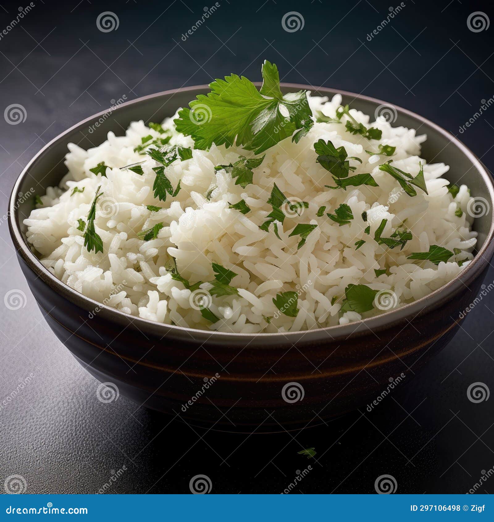 White Rice in a Bowl with Parsley Stock Illustration Illustration of