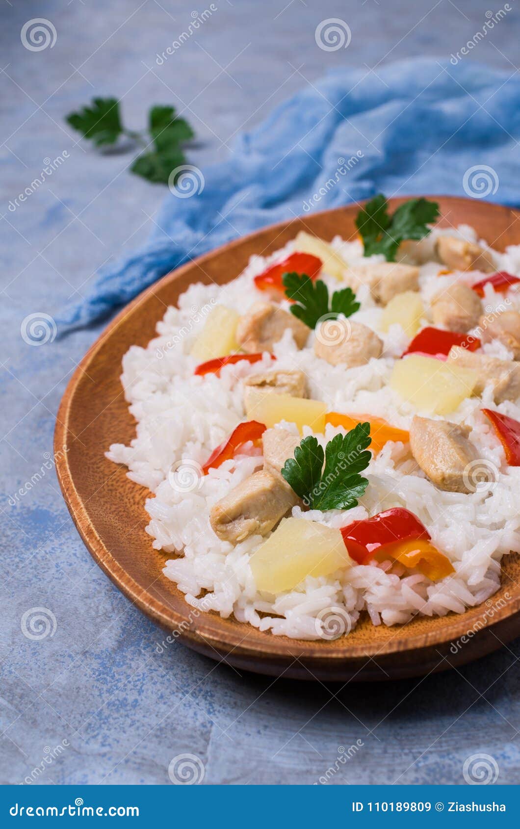 White rice with chicken stock image. Image of food, national 110189809