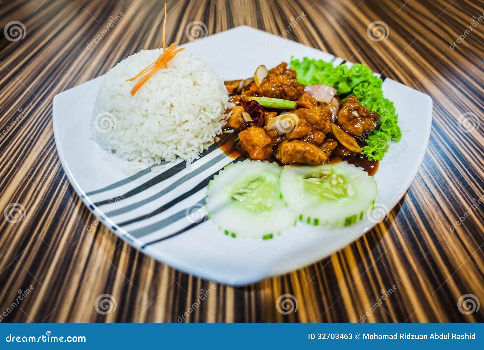 White Rice with Chicken stock image. Image of plate, chicken - 32703463