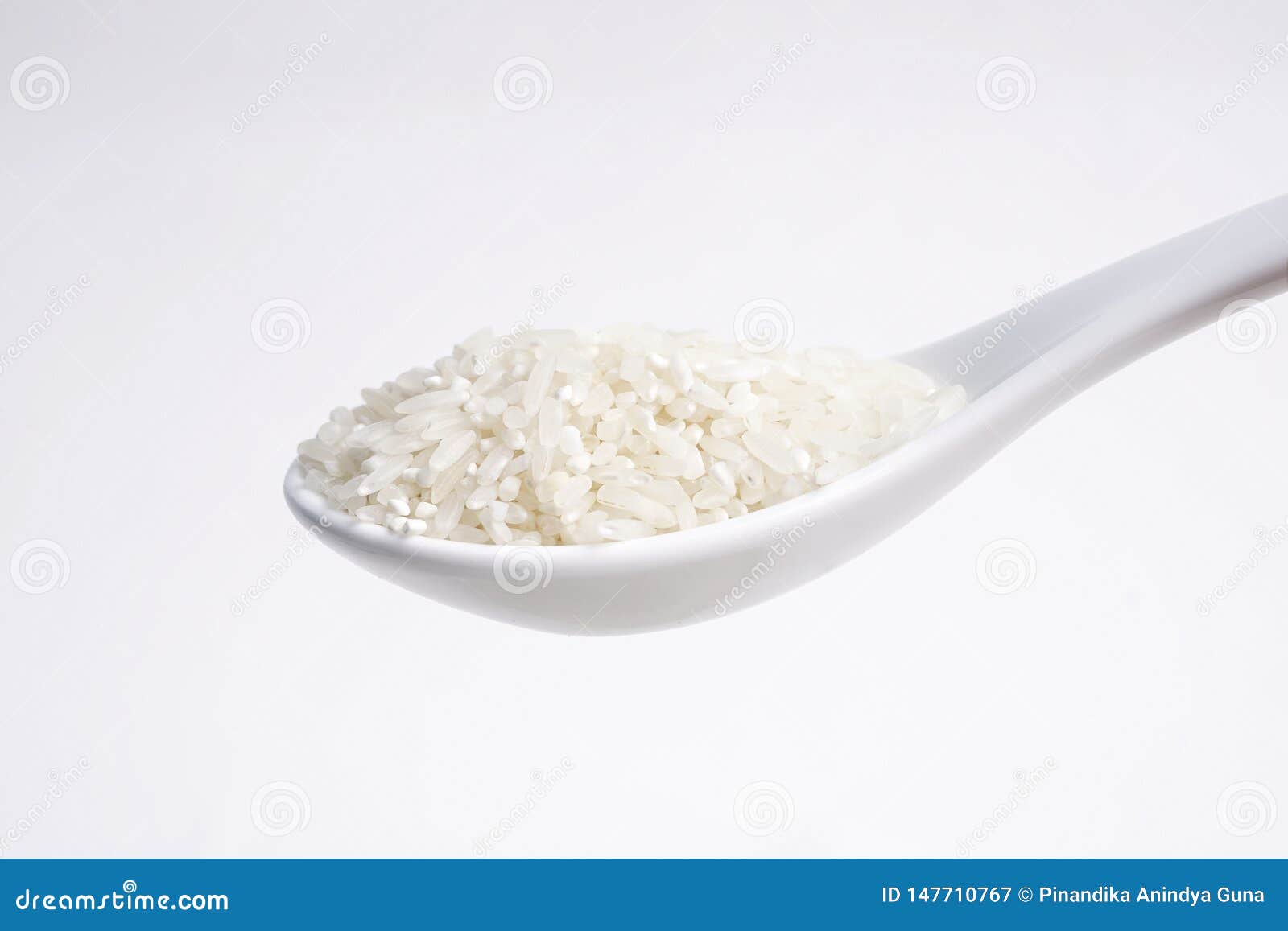 White Rice with Spoon for Design Material Stock Image Image of