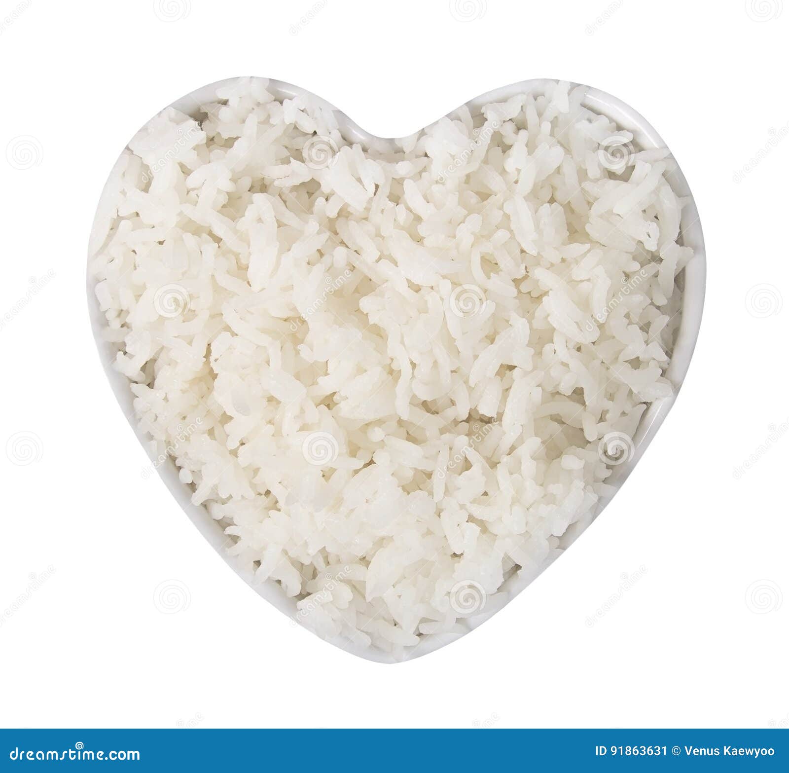 White Rice Heart Shape Isolated on White Stock Image Image of served