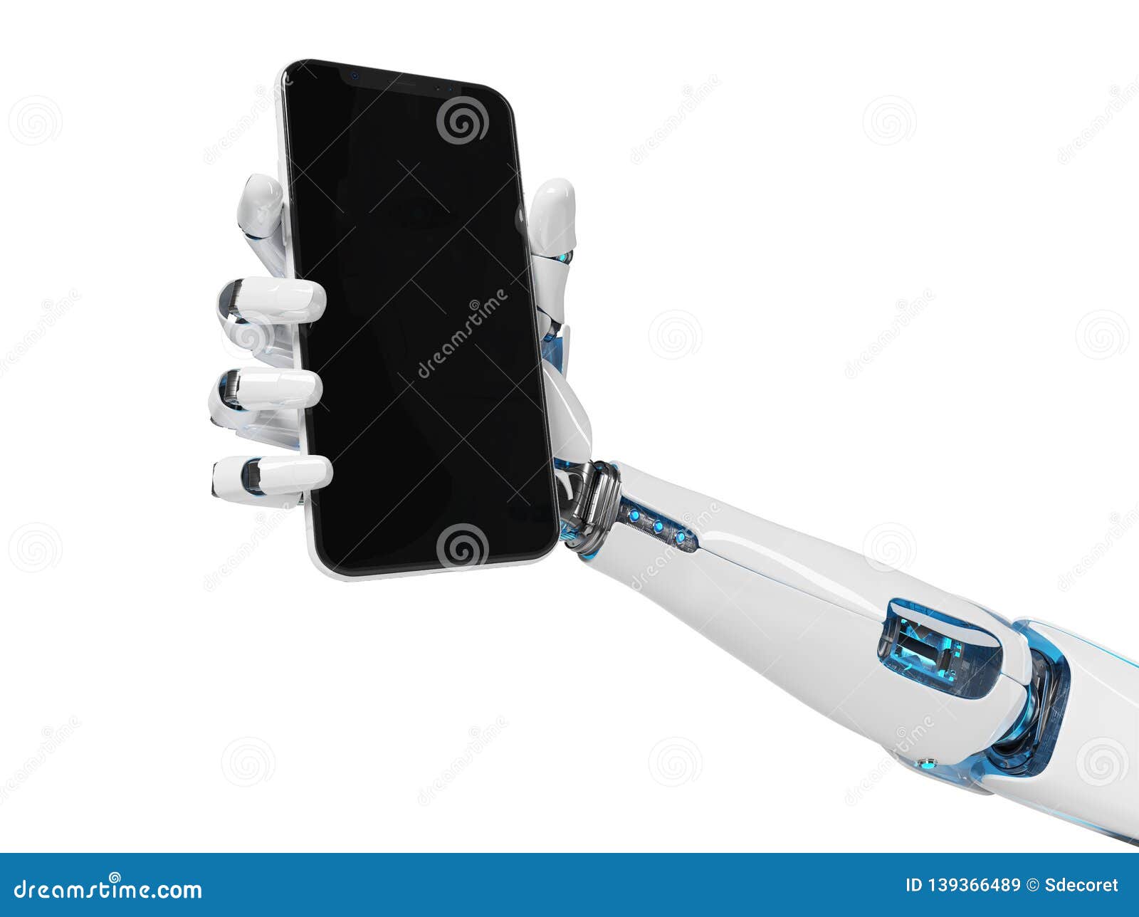 Download White Robot Hand Holding Smartphone Mockup 3d Rendering ...