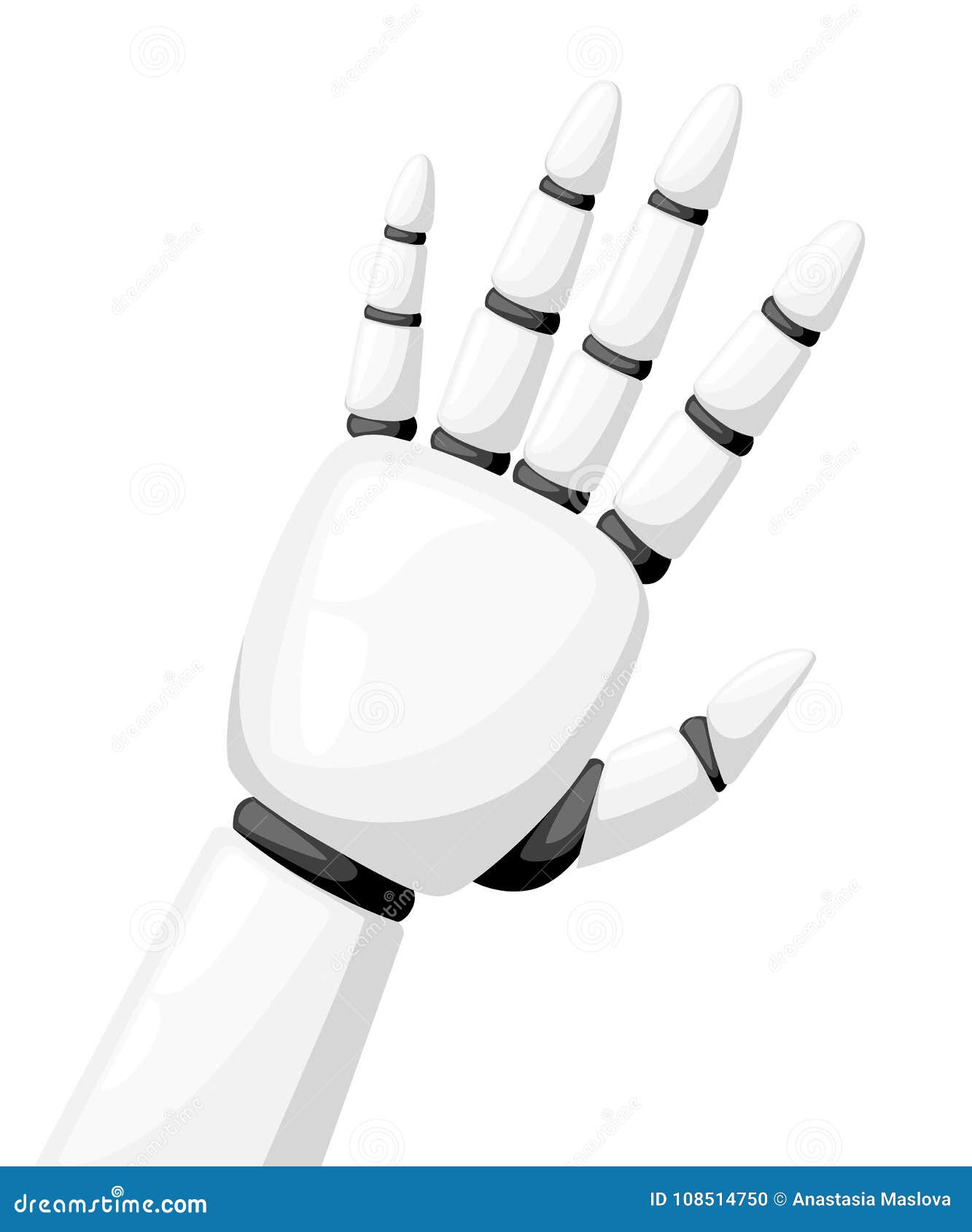Dræbte symbol petroleum White Robot Hand or Robotic Arm for Prosthetics Vector Illustration  Isolated on White Background Website Page and Mobile App Desig Stock Photo  - Image of cyborg, construction: 108514750