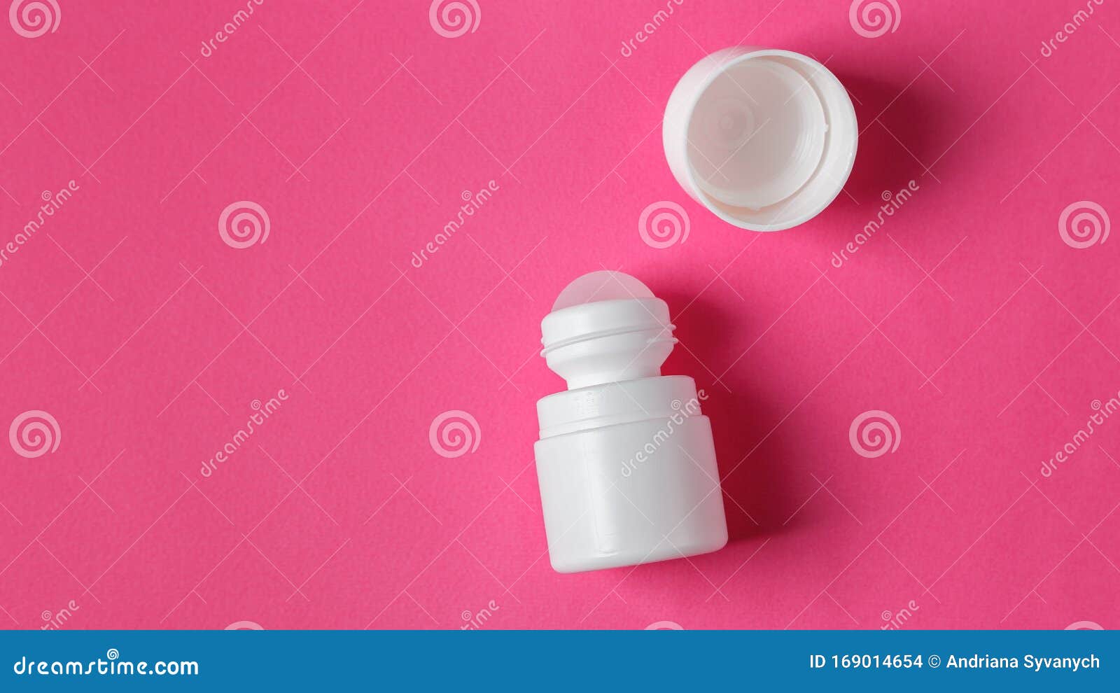 White Roll on Deodorant on Pink Background Stock Photo Image of