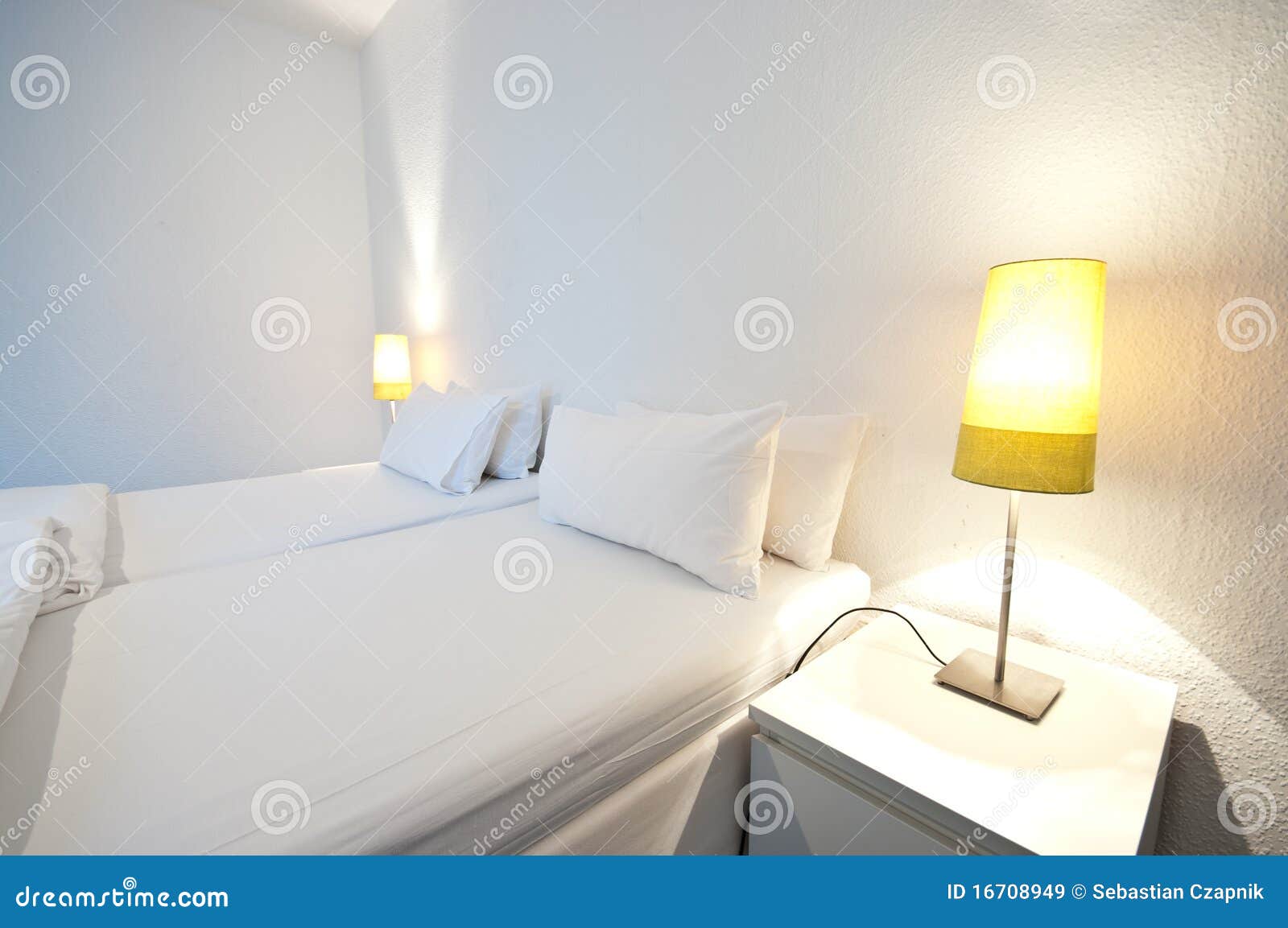 white room with lamps