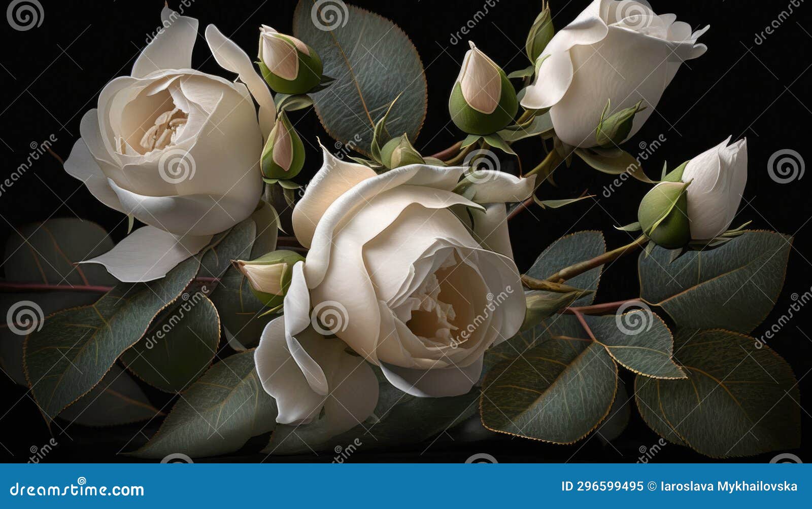 White Rose on a Black Background.