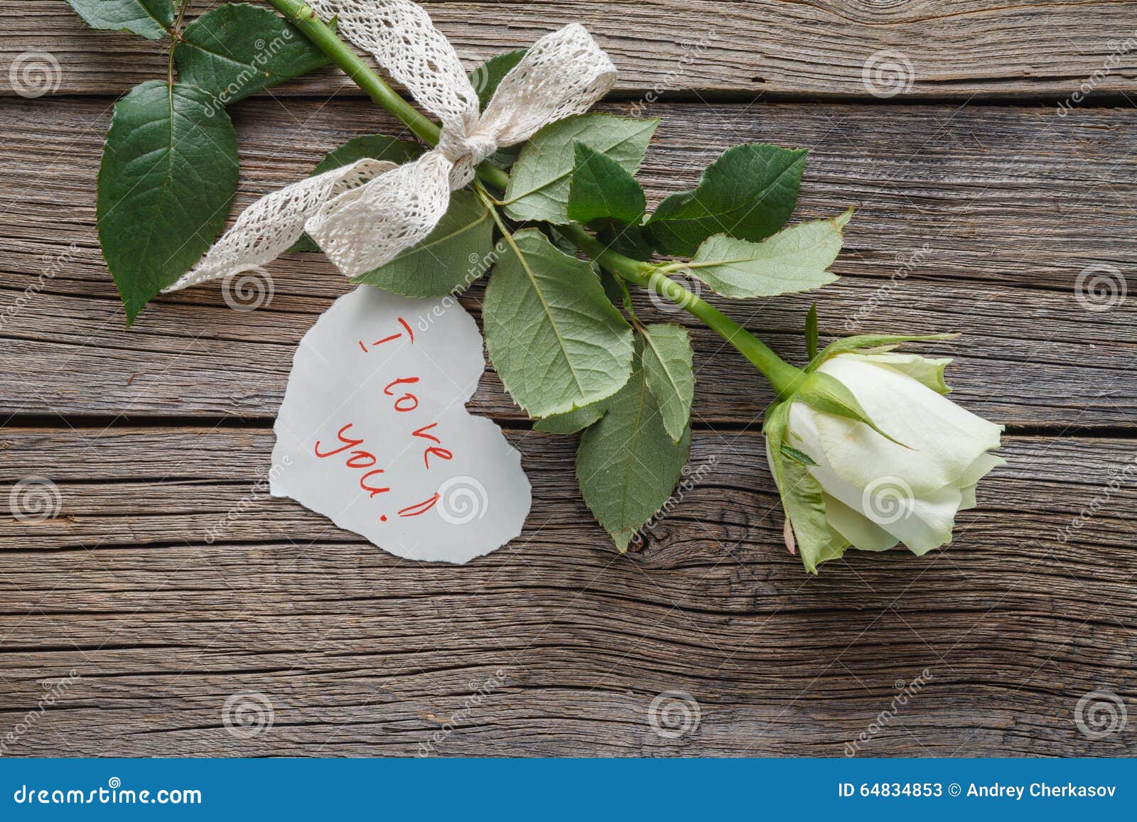 White Rose with Love Message Stock Image - Image of card ...