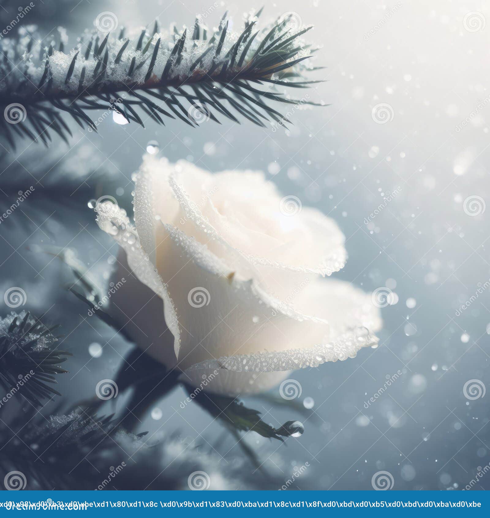 White Rose in the Snow Close Up. Ai Generative Stock Image Image of