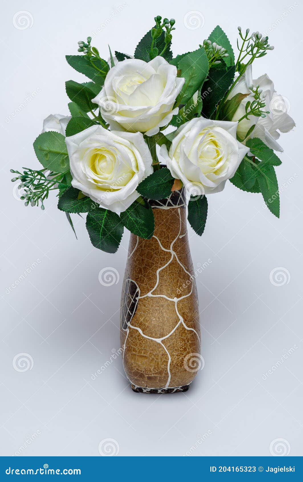 White Roses,artificial Flowers in a Decorative Vase Stock Image Image