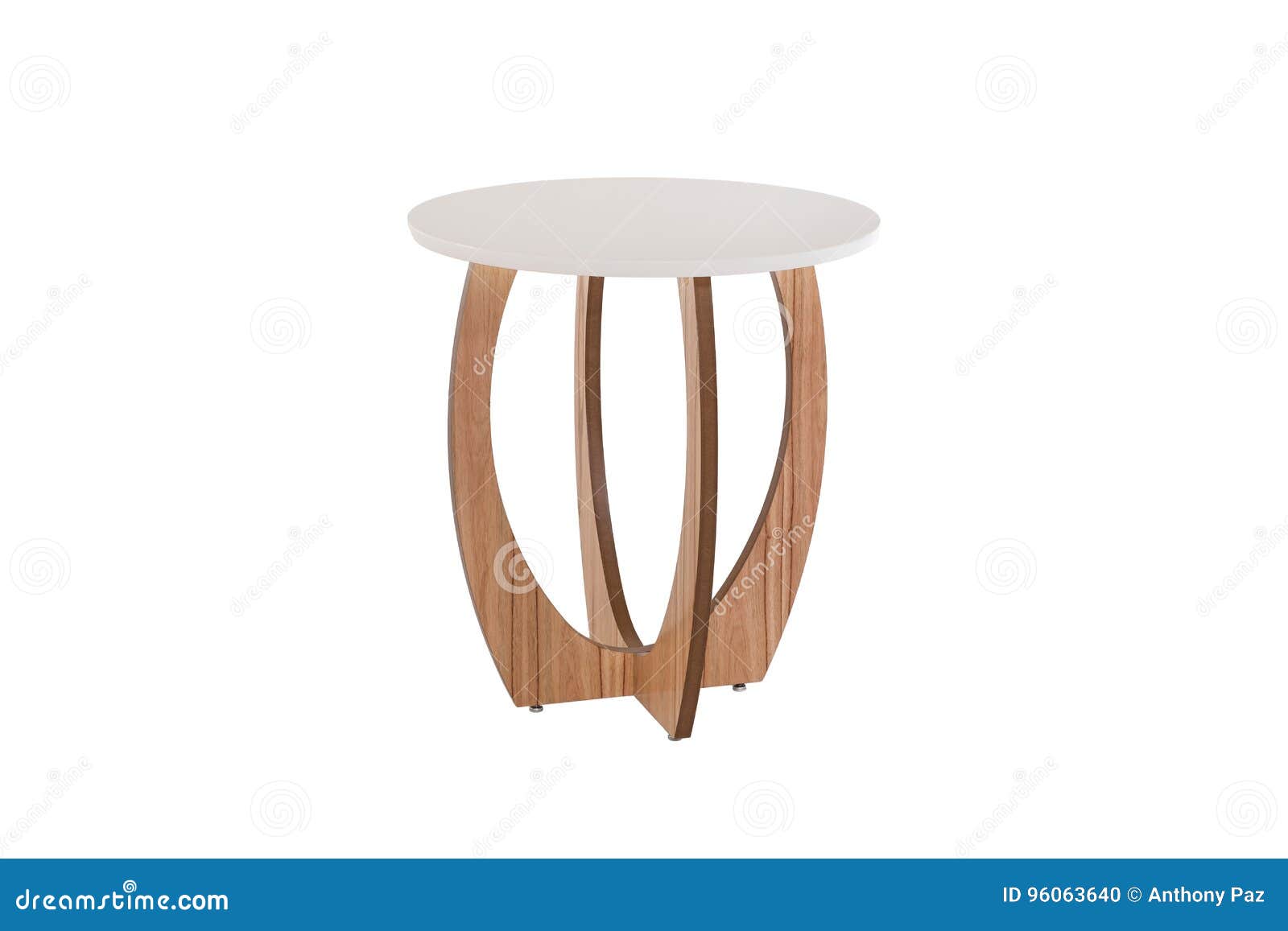 White Round Table with Wood Legs Stock Photo Image of cutout, house