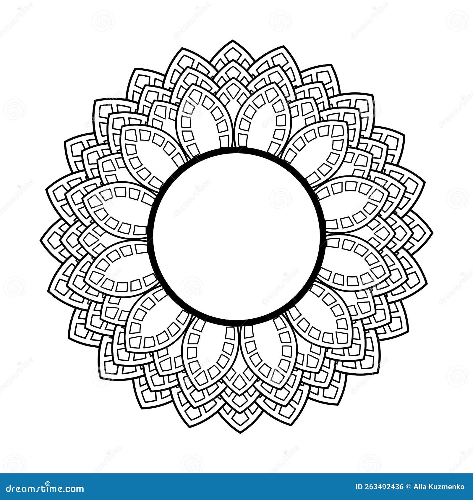 white roundframe with lace ornament on white background. art deco. luxury mandala, hand draw . ethnic motif