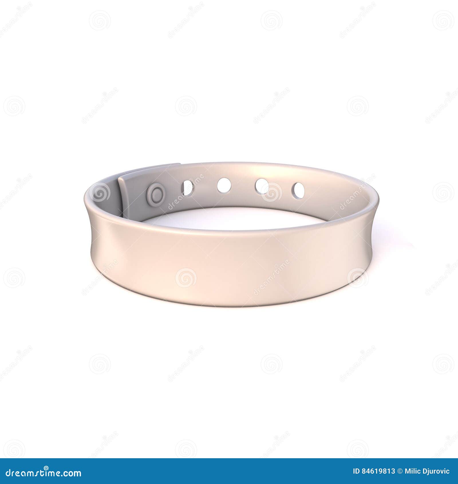 White rubber bracelet. 3D stock illustration. Illustration of plastic