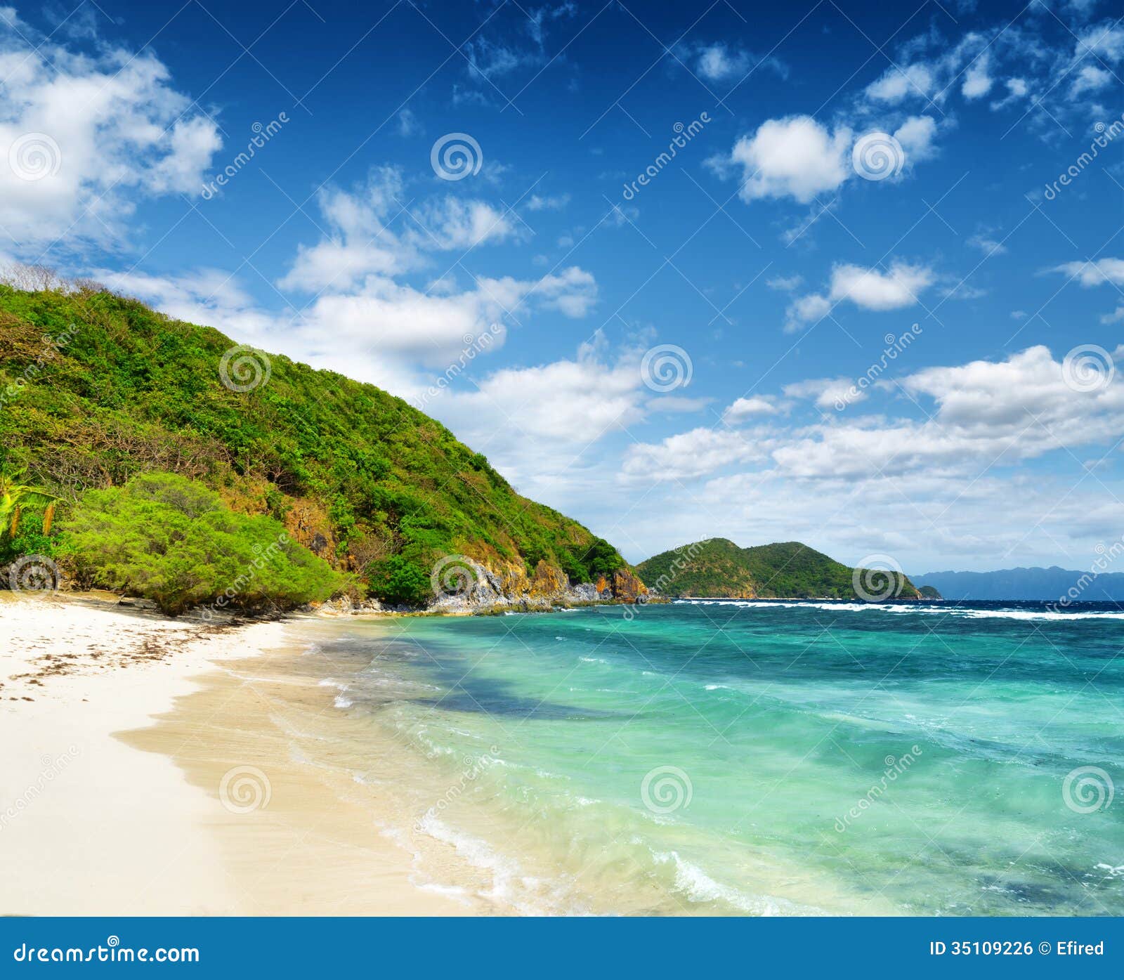 White Sand Beach. Malcapuya Island, Philippines Stock Photo - Image of ...