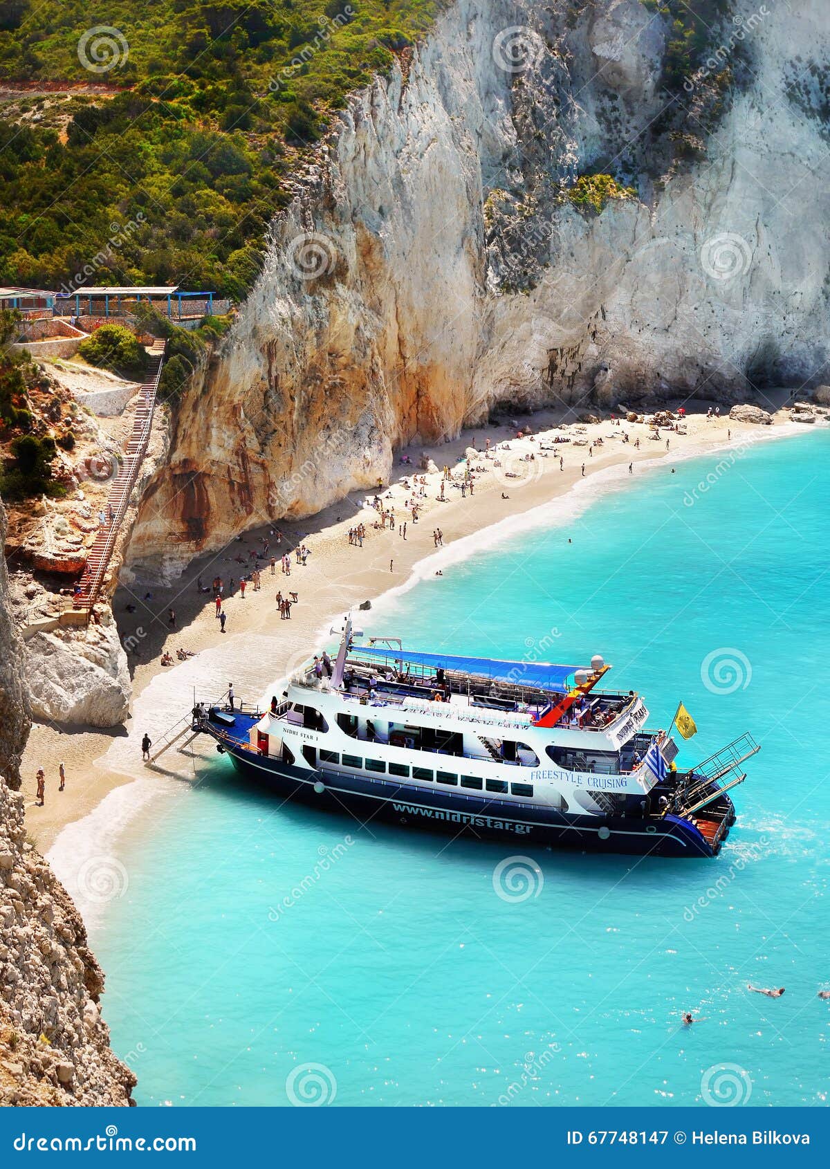 Hidden Beach Cruise Ship Greek Islands Editorial Photography - Image of ...