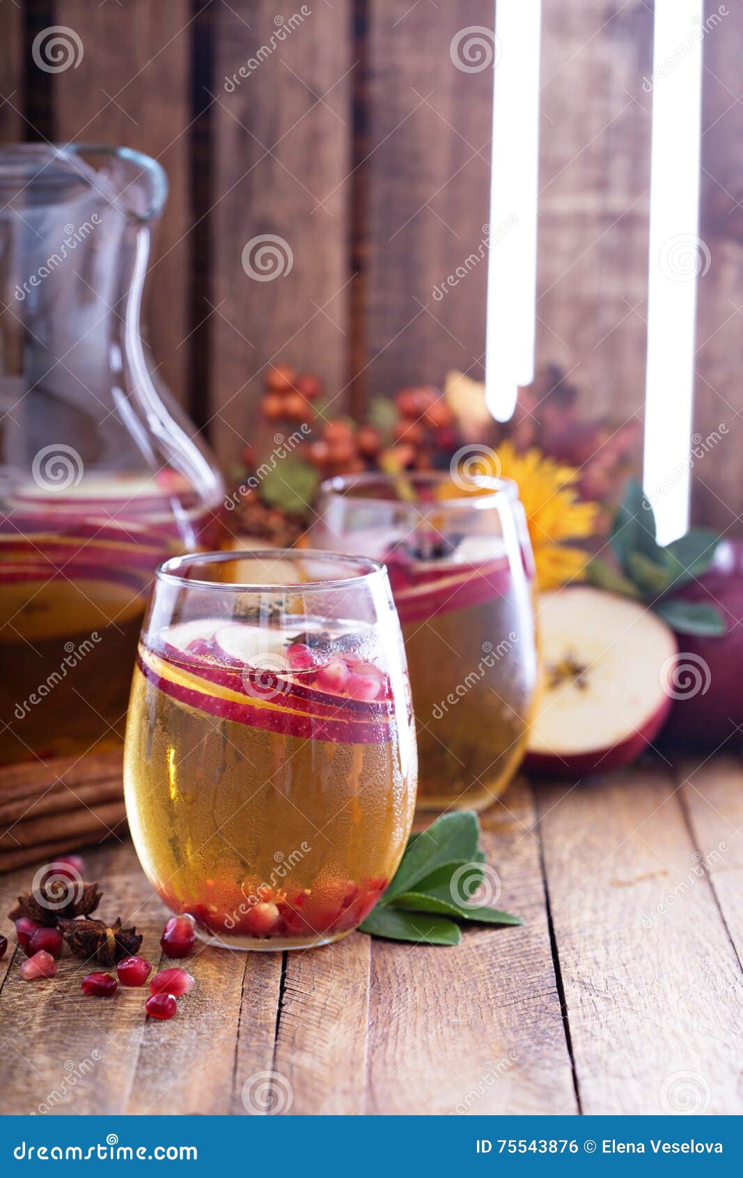 White Sangria with Apple Cider Stock Photo - Image of healthy ...